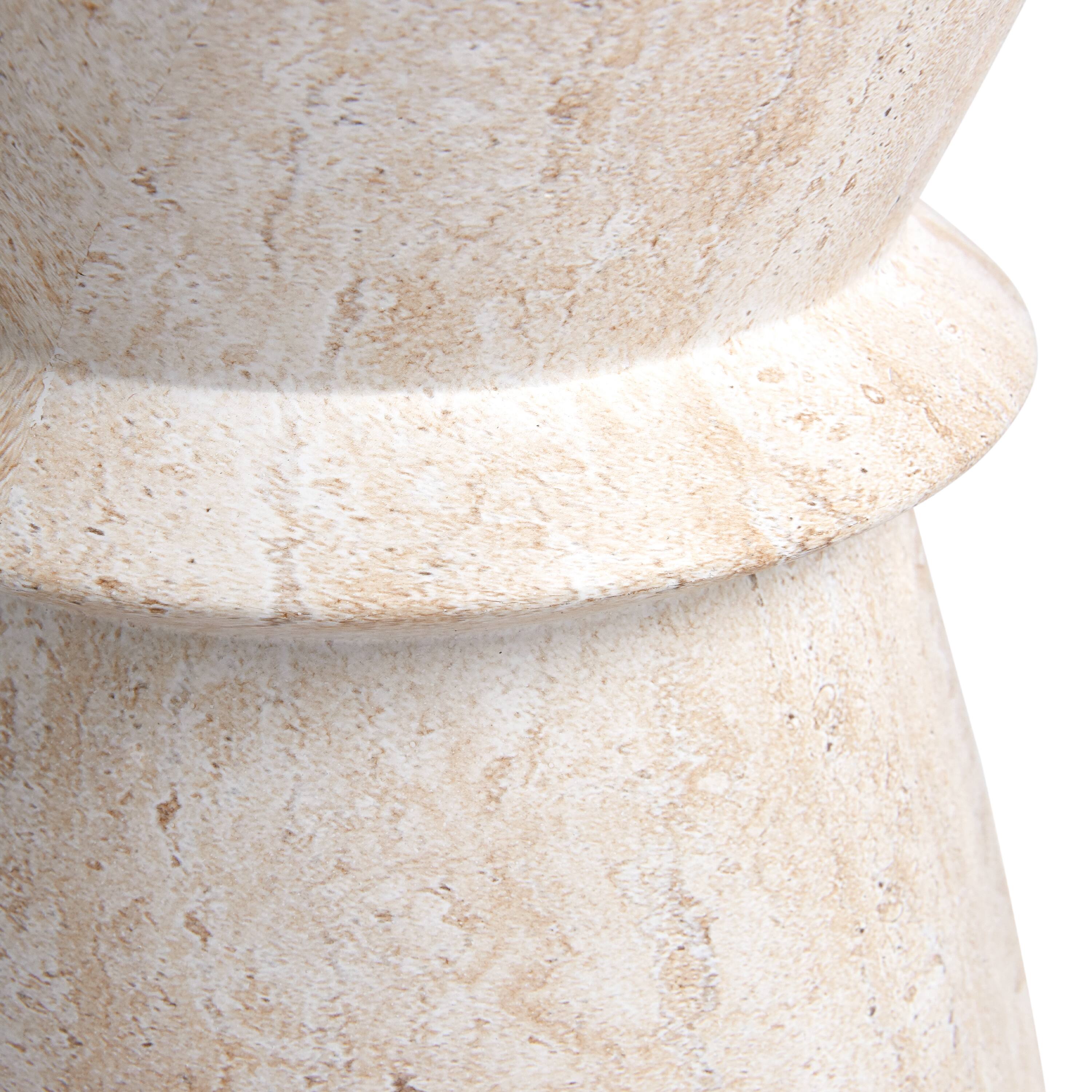 Empire Art Direct 18" Hourglass Travertine Stone Finish MGO Side Accent Table