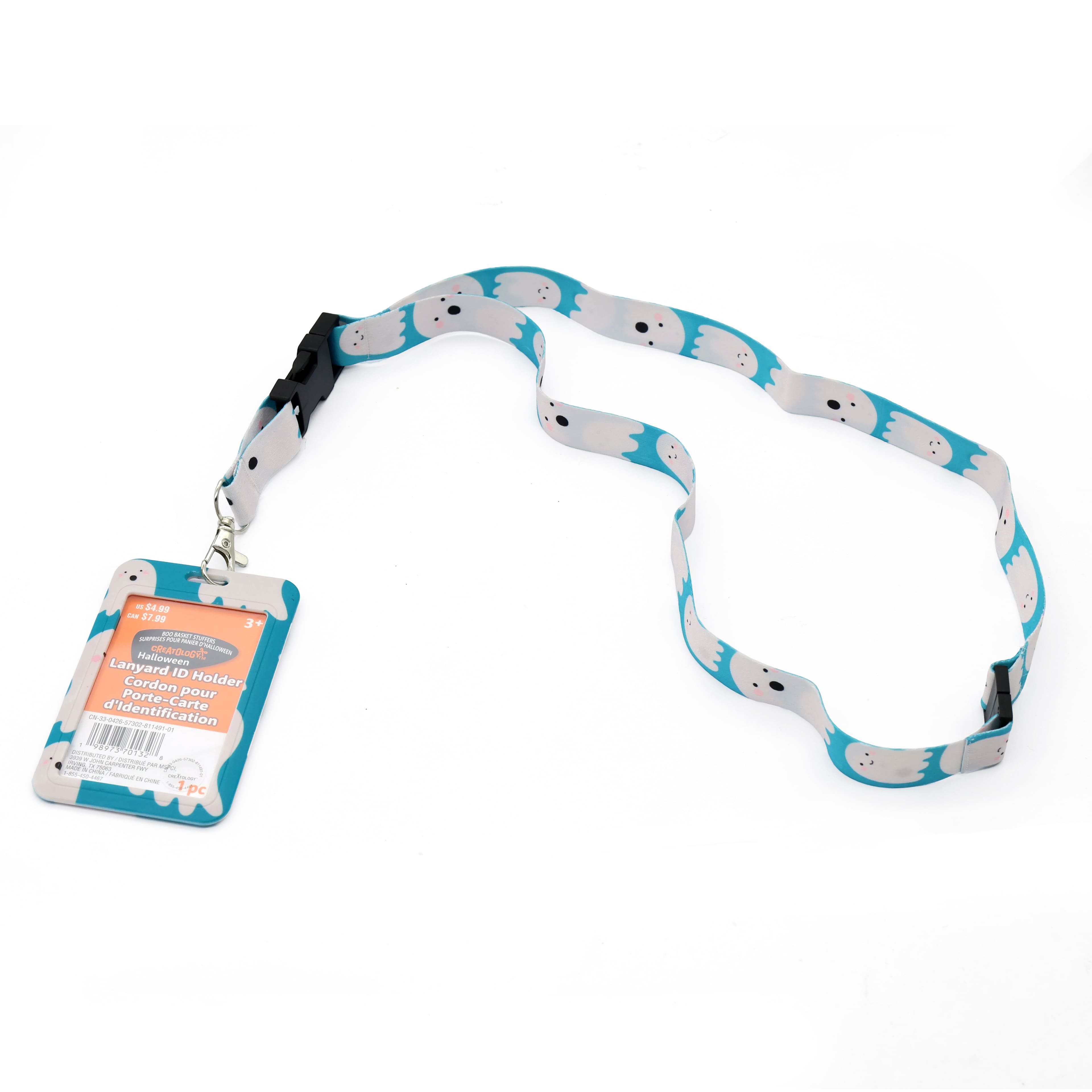 Blue & White Ghosts Lanyard ID Holder by Creatology®