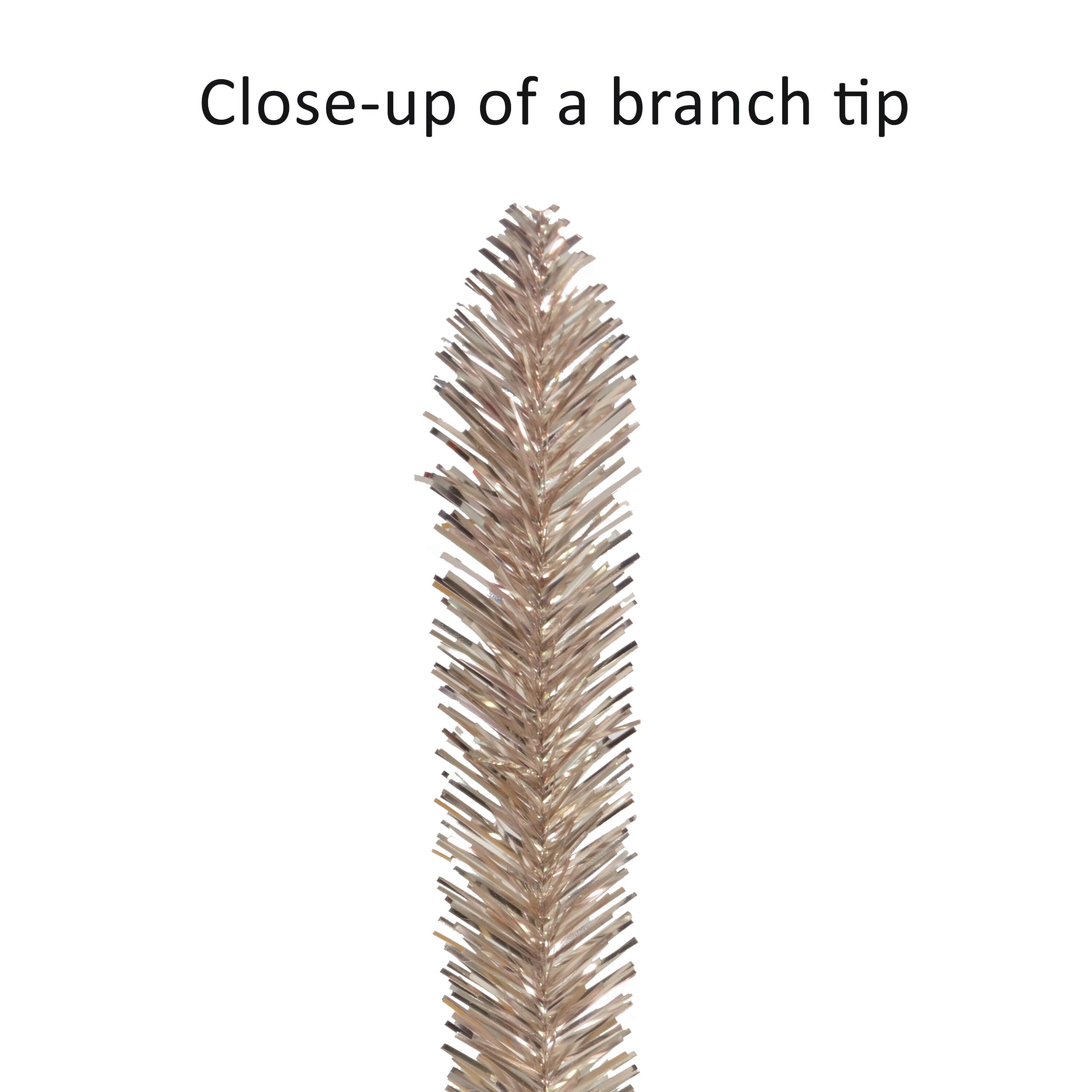 7ft. Pre-Lit Rose Gold Tinsel Artificial Christmas Tree, Clear Lights