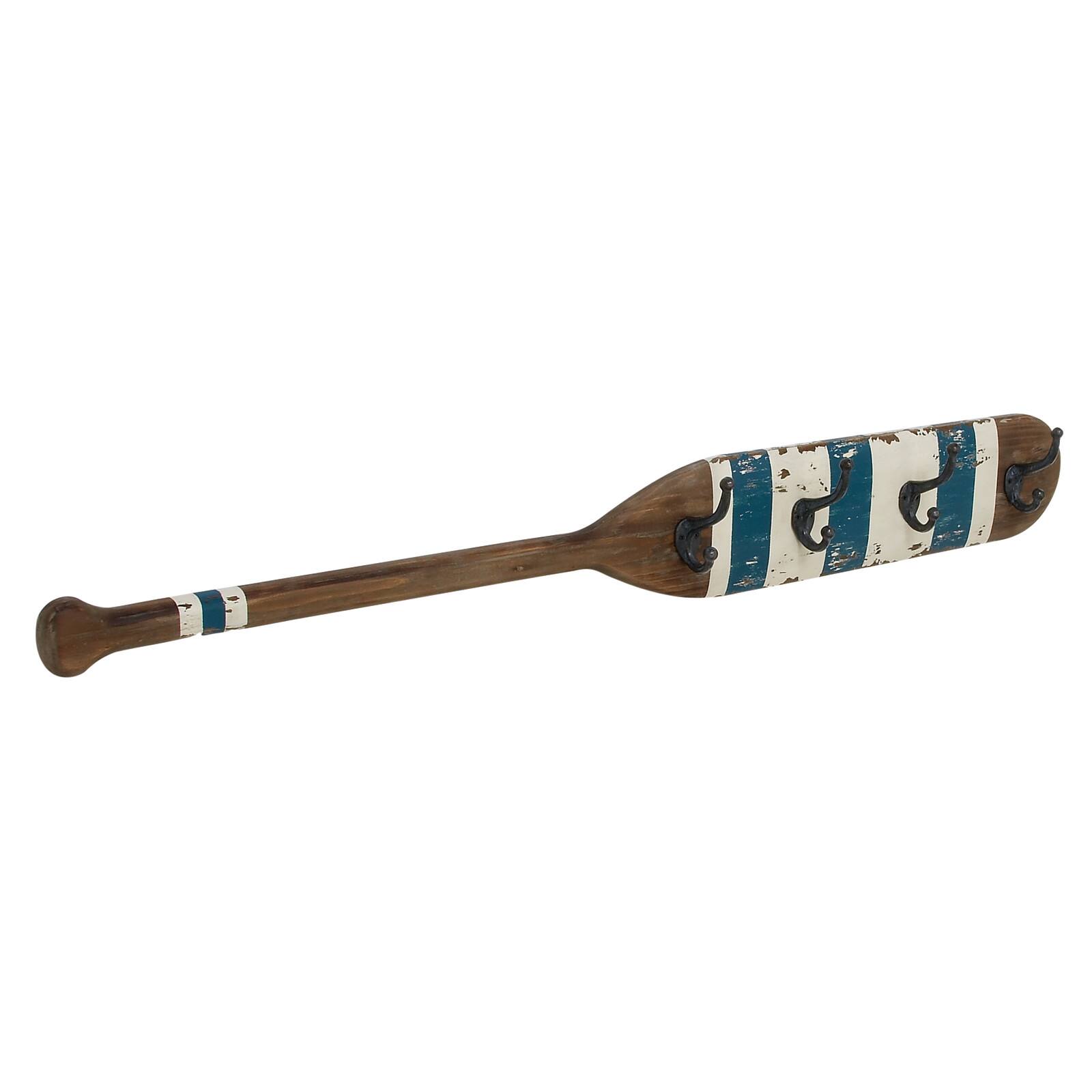 48" Brown Wood Coastal Wall Hooks