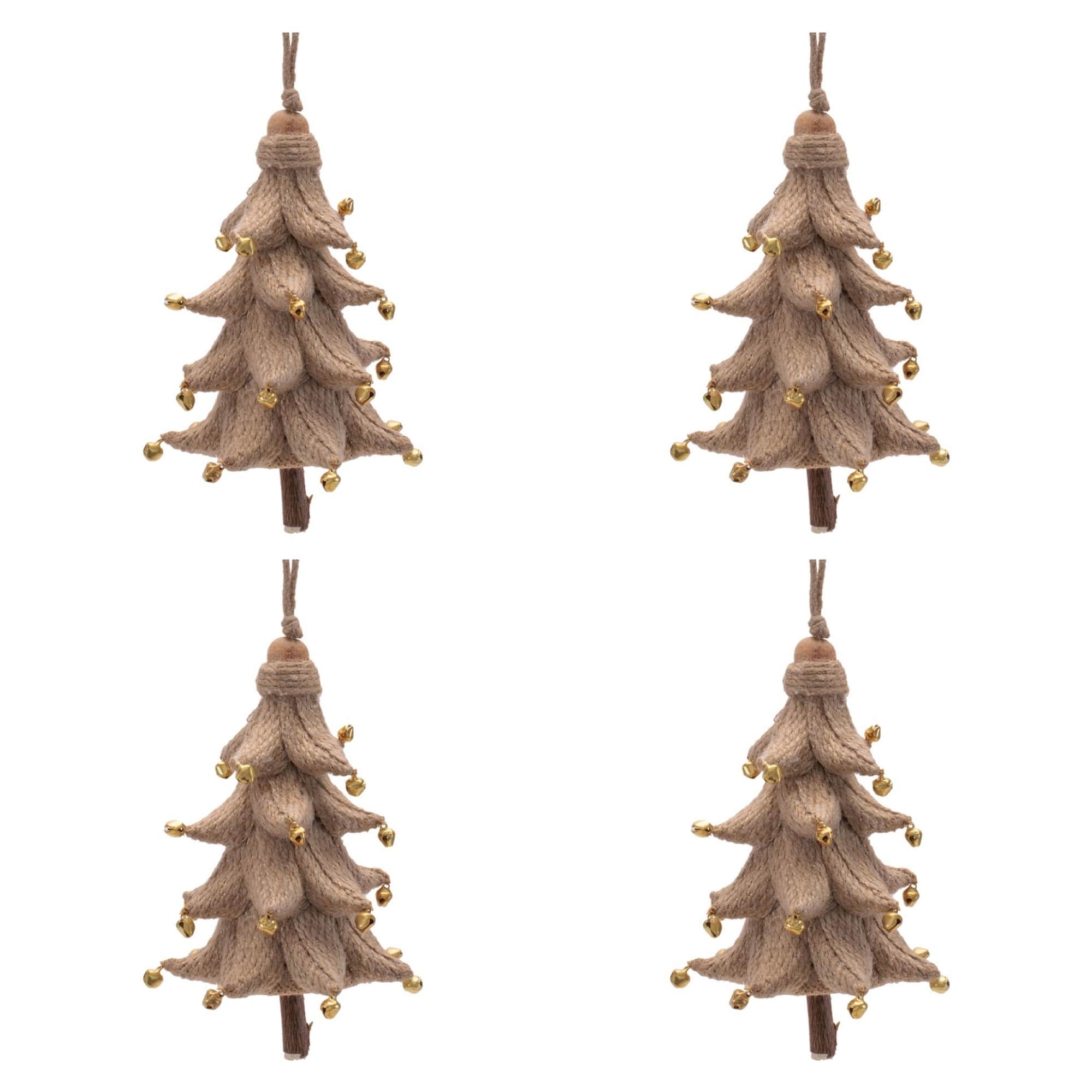 Melrose 5.5" Rustic Brown Tree Ornaments, 4ct.