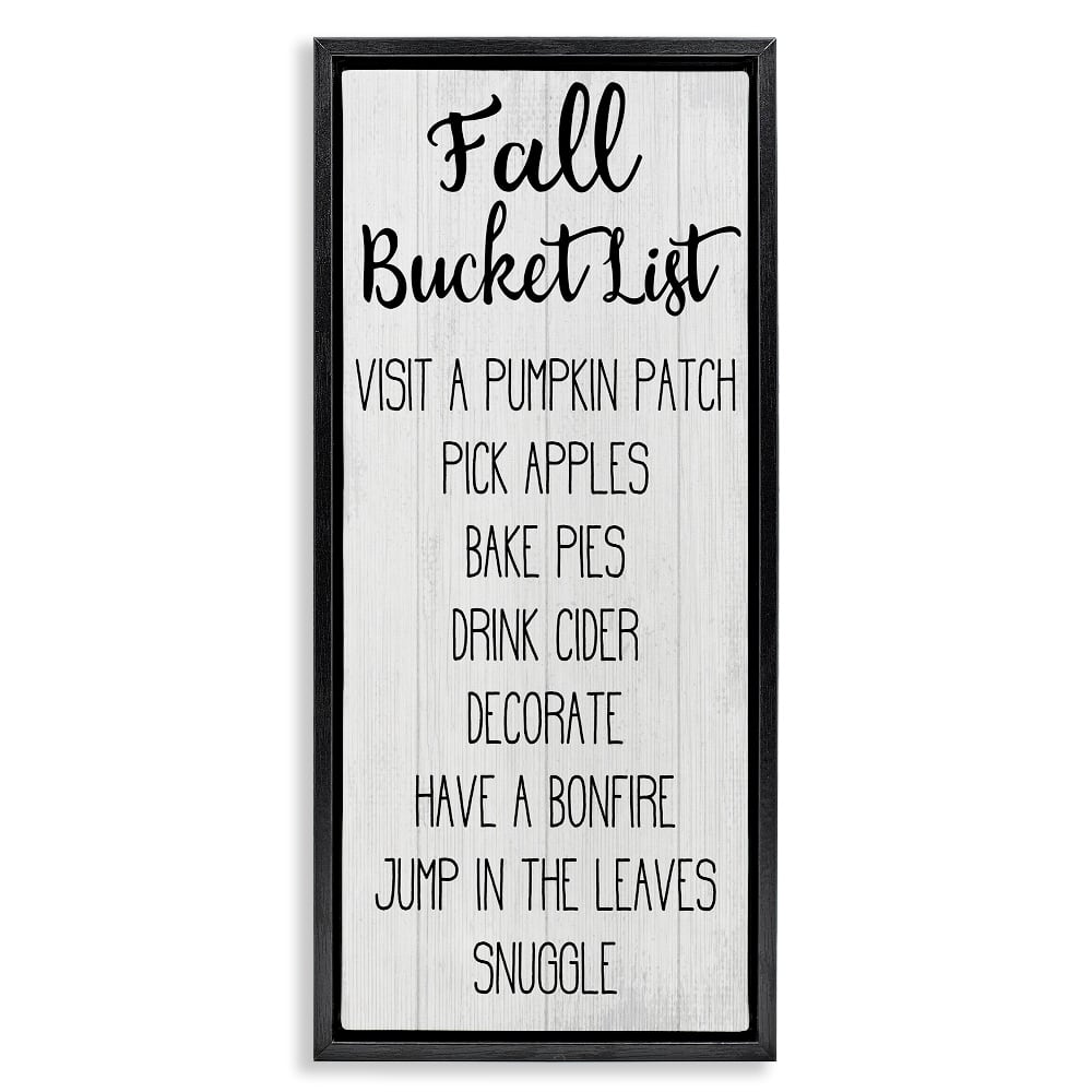 Stupell Industries Fall Bucket List Casual Sign Floater Framed Art