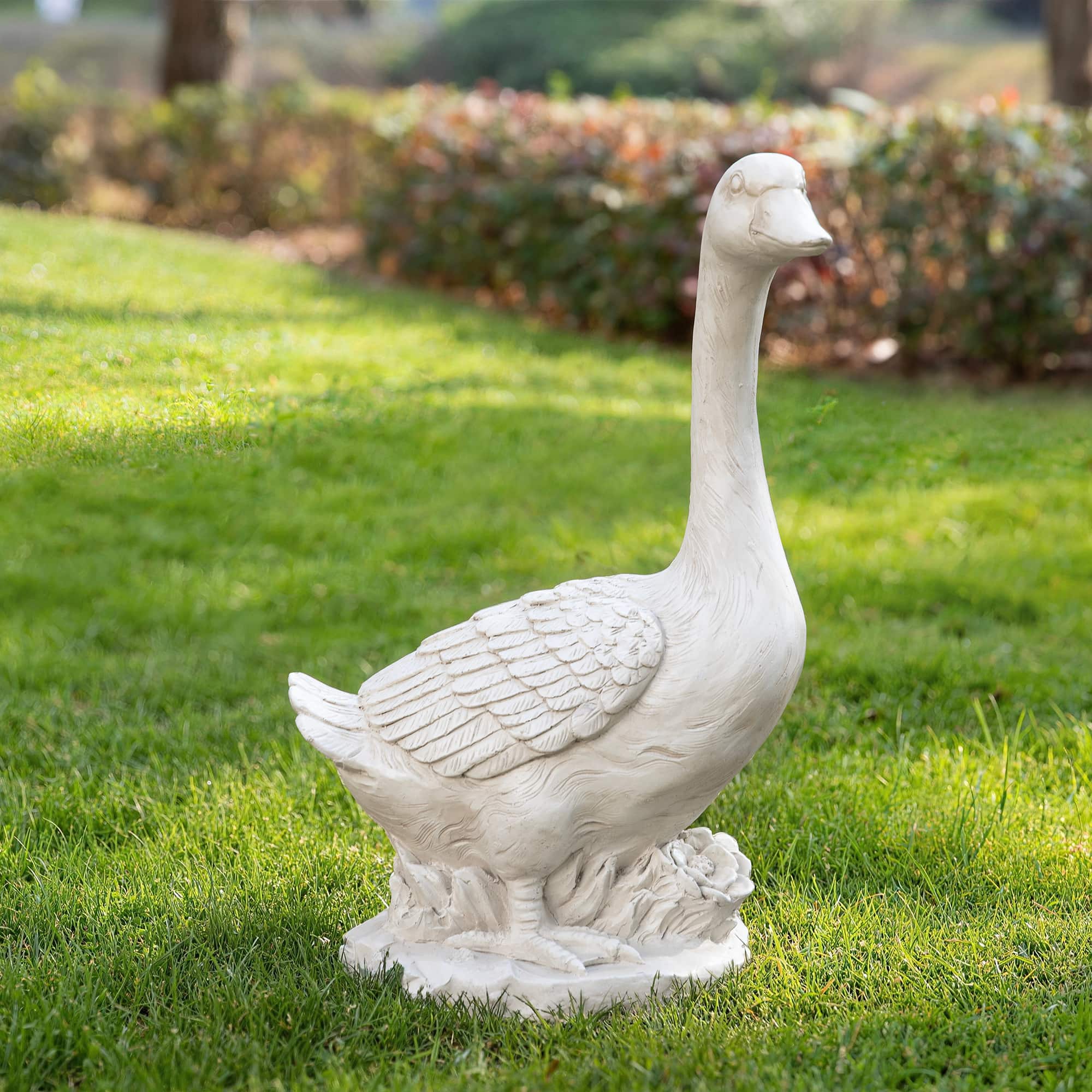 Glitzhome® 20" MGO White Goose Garden Statue