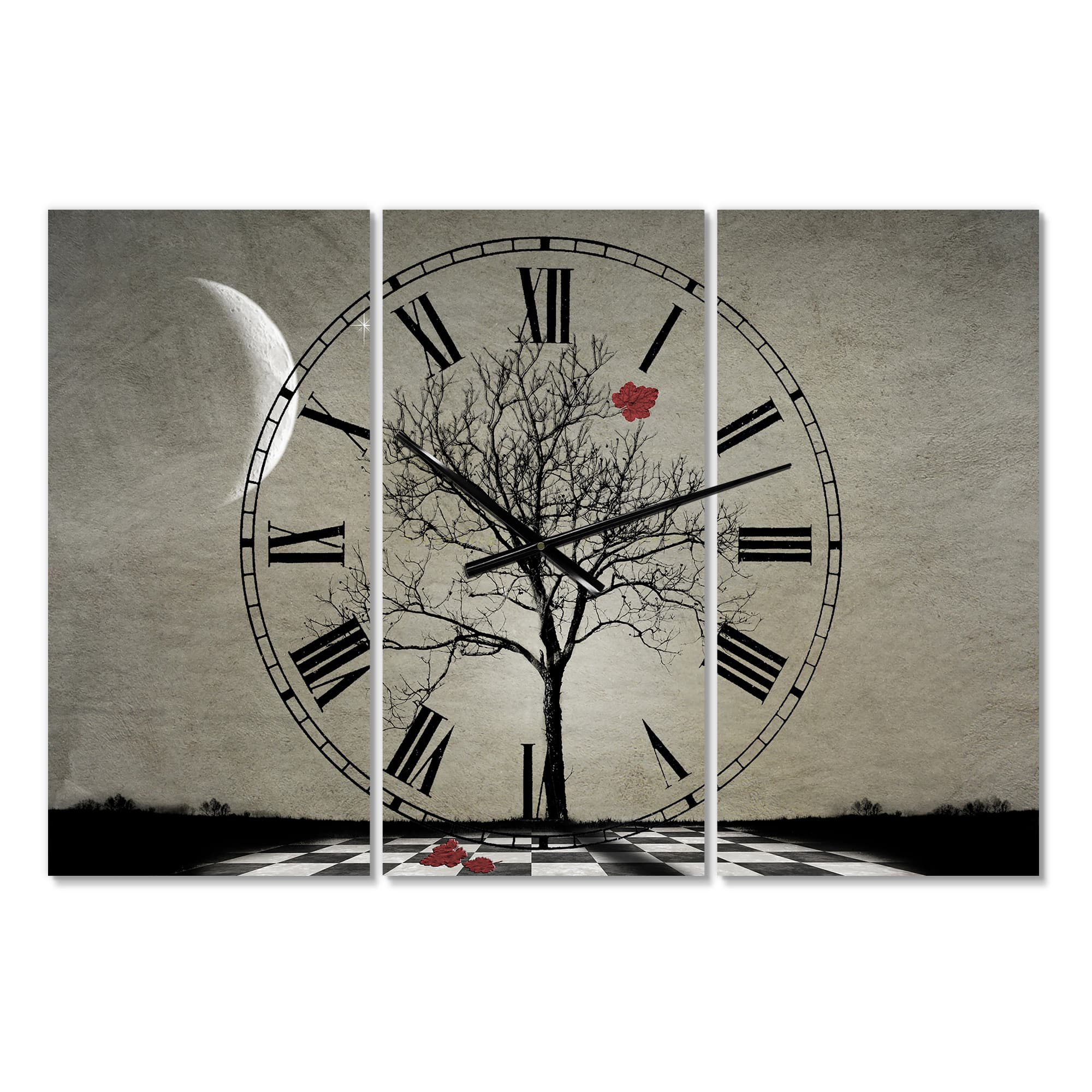 Designart Inevitable Large Cottage 3 Panel Wall Clock