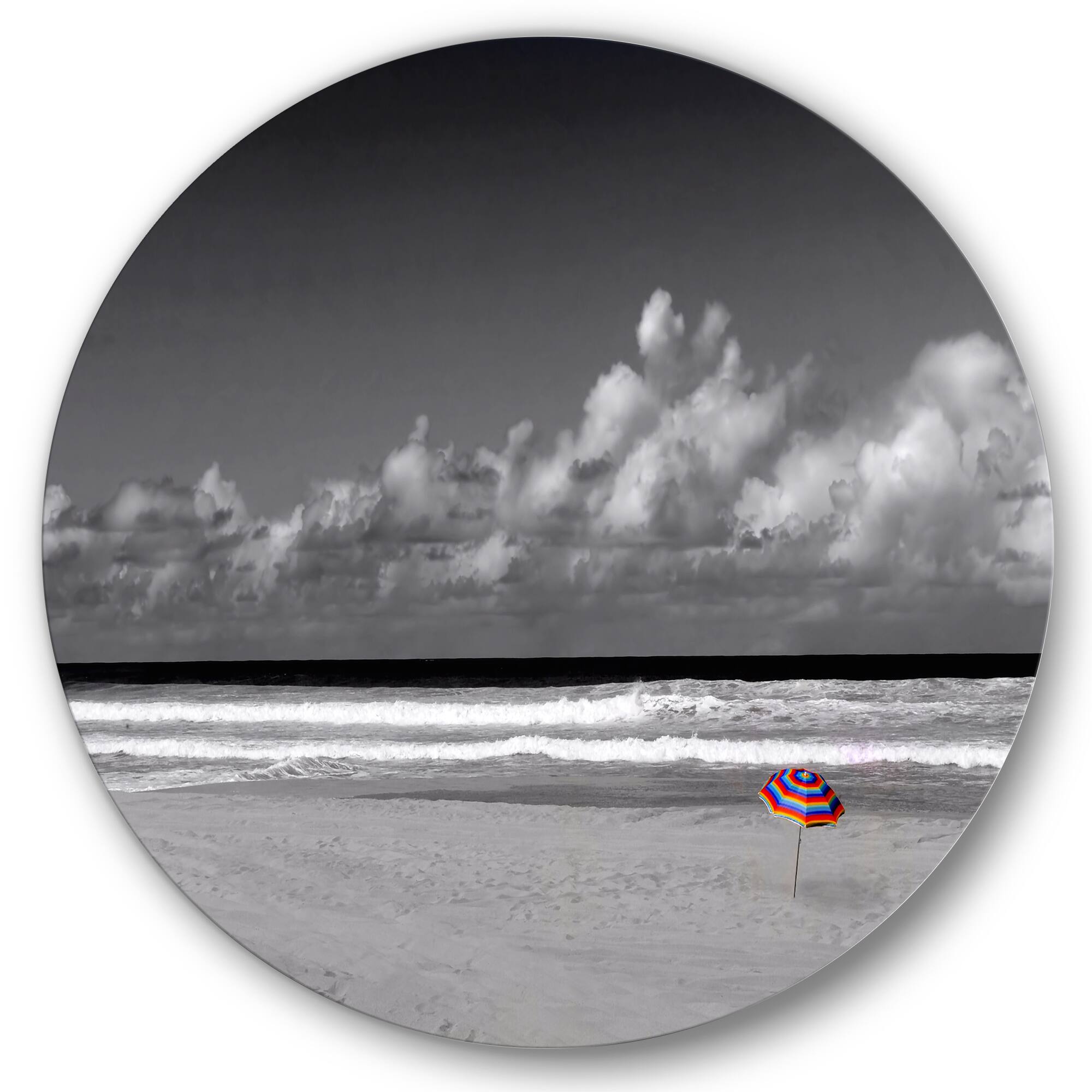 Designart - Monochrome Coastline Under Cloudy Sky