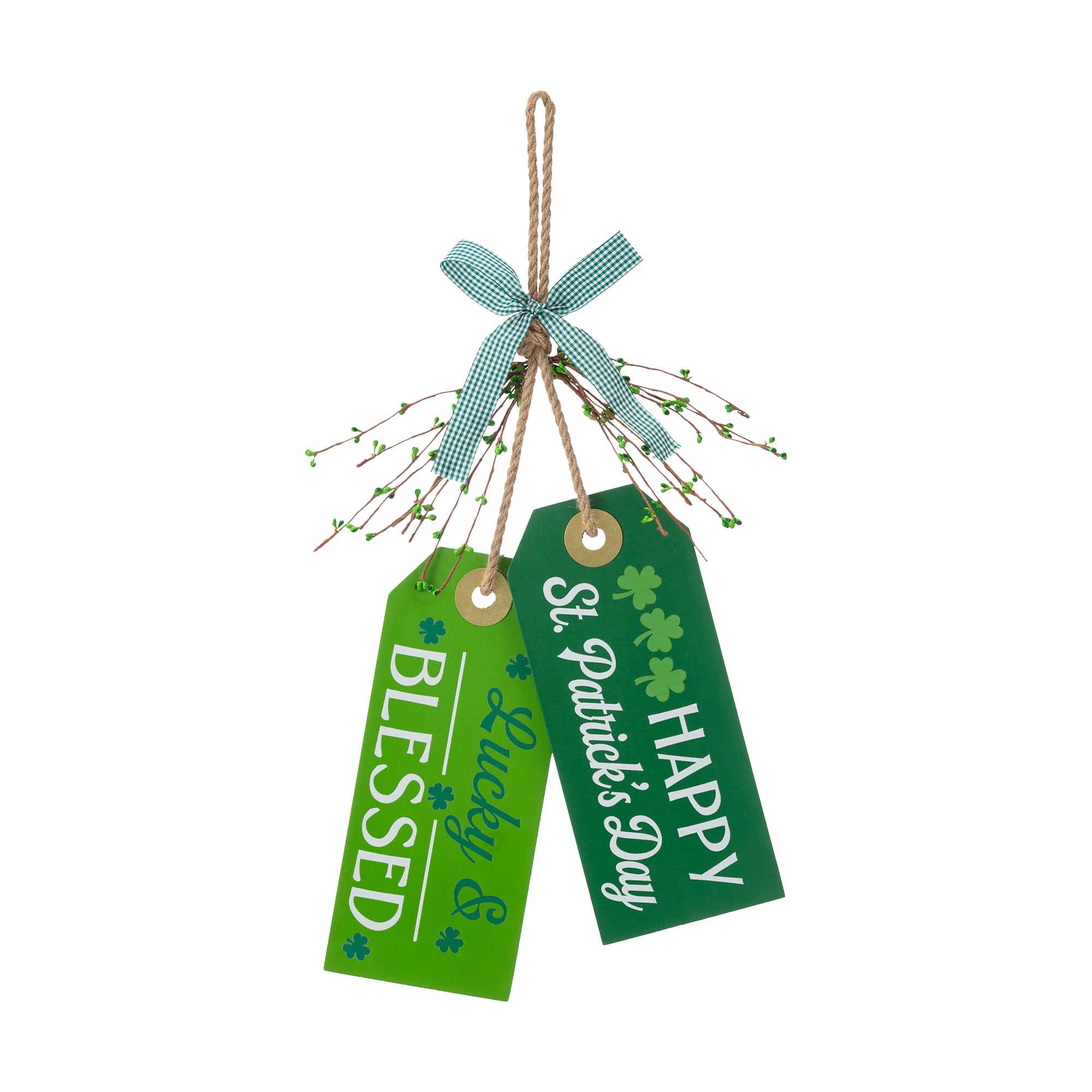 Glitzhome® 24" St. Patrick's Wooden Doorknob Hanging Décor