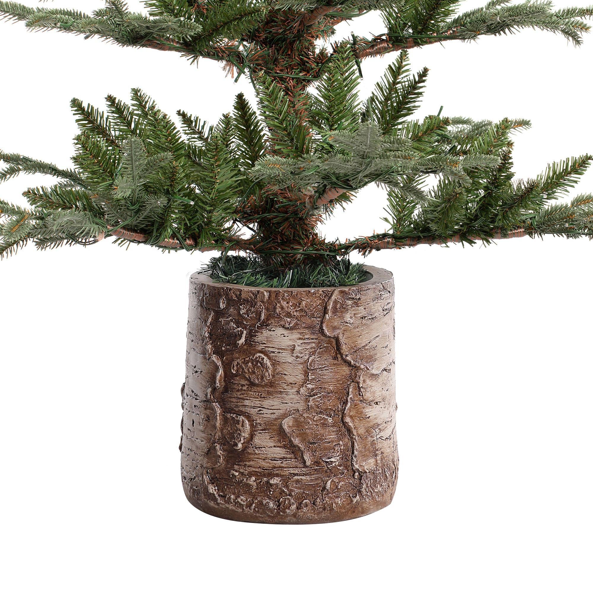 5ft. Pre-Lit Timberland Fir Artificial Christmas Tree with Decorative Base, Warm White LED Lights