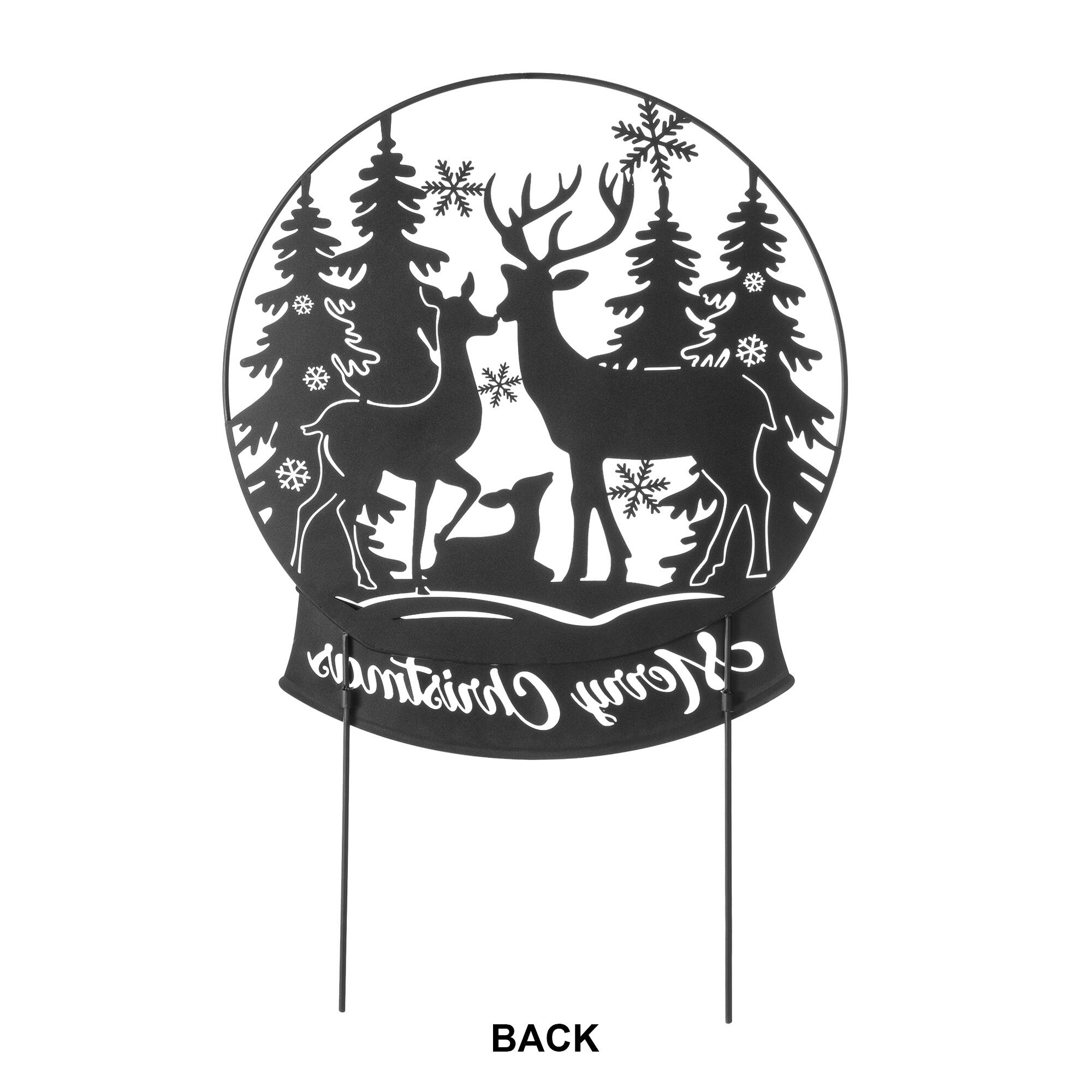 Glitzhome® 2.5ft. Metal Water Globe with Reindeer Family Silhouette Yard Stake