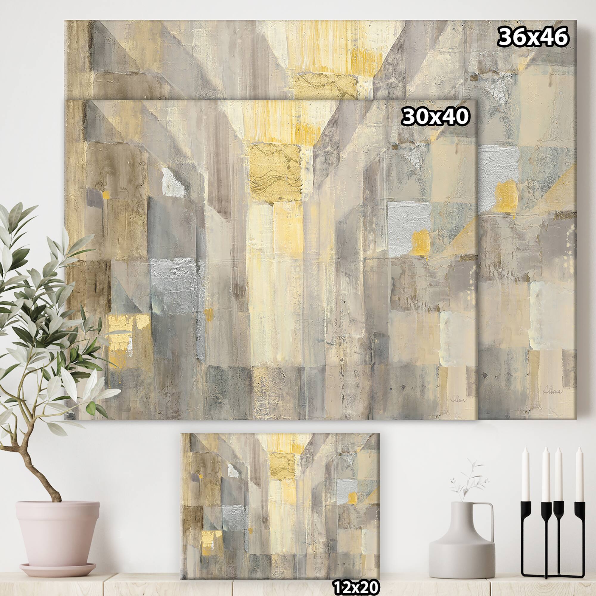 Designart - Gold Square Watercolor - Glam Canvas Artwork
