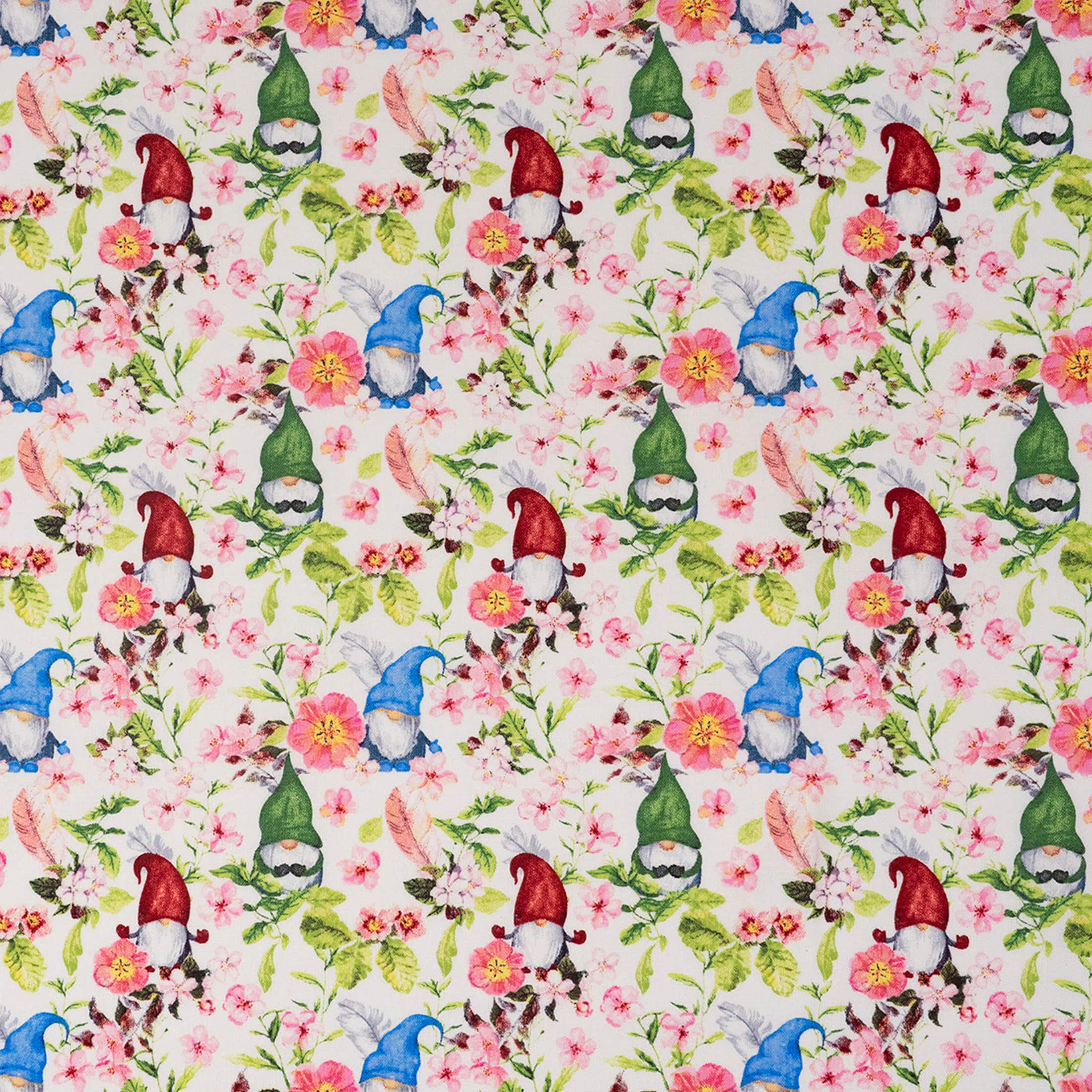 SINGER Springtime Gnomes Printed Ringspun Cotton Fabric