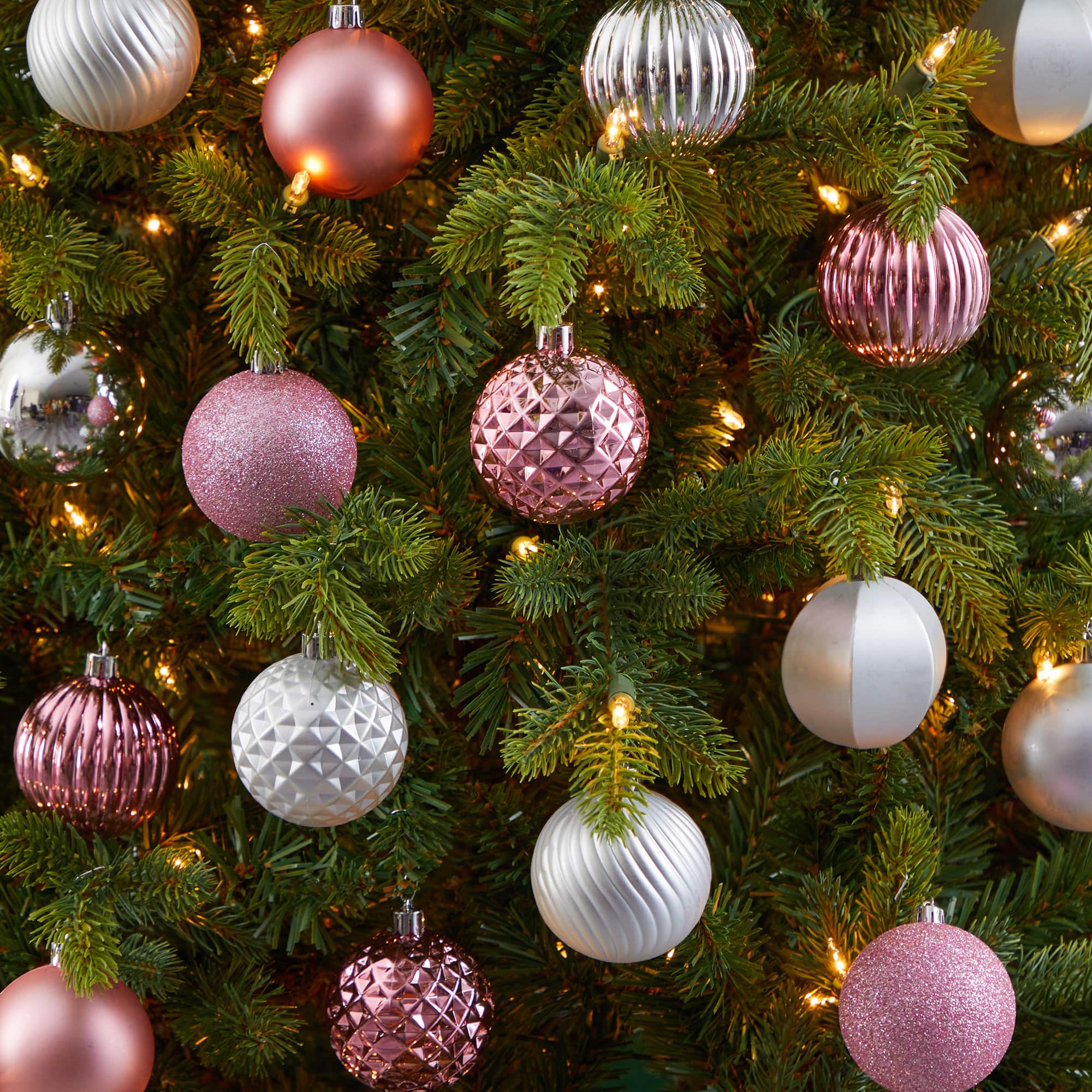 101ct. 2" Pink & Silver Shatterproof Ball Ornaments