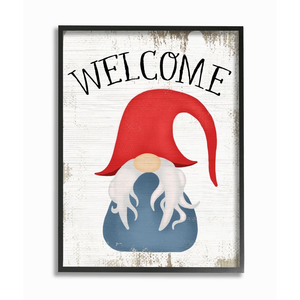 Stupell Industries Welcome Gnome Sign Mythical Garden Elf Pun Framed Wall Art