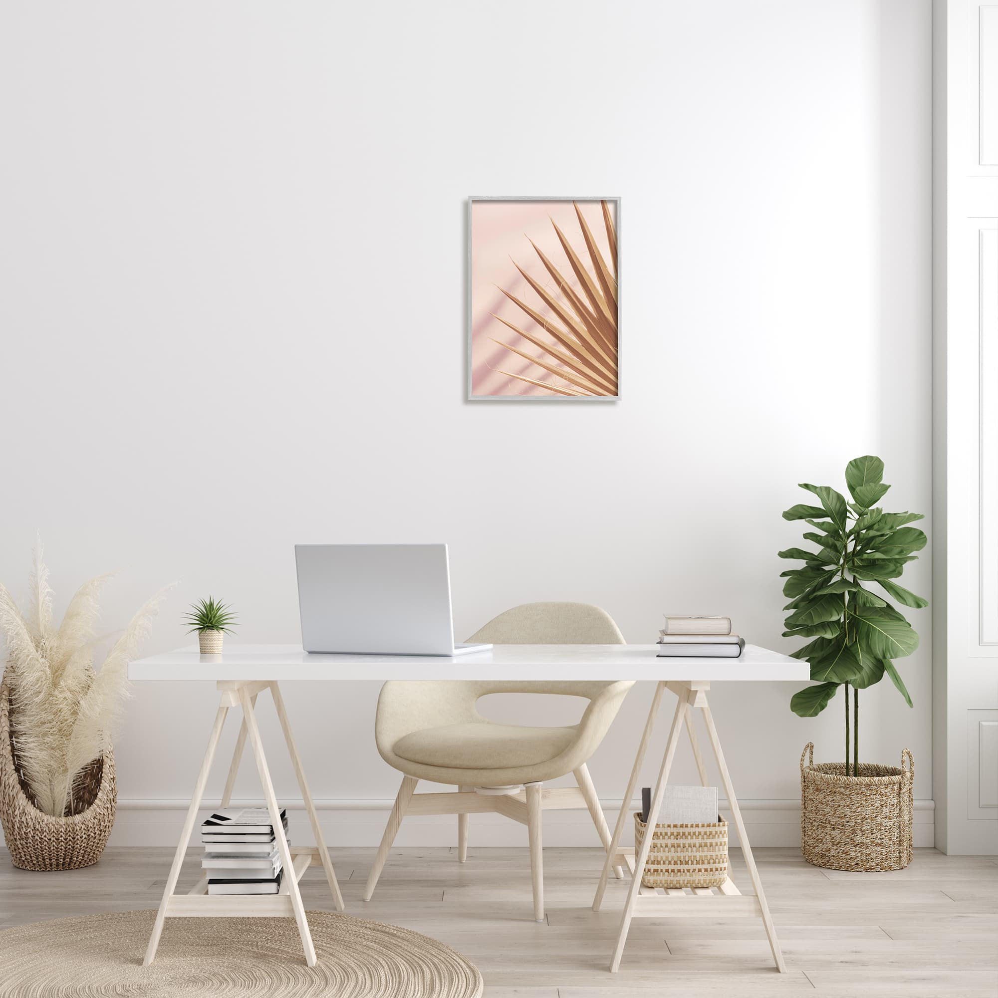 Stupell Industries Palm Frond Photograph Expressive Tropical Plant Sun Bleached Framed Wall Art