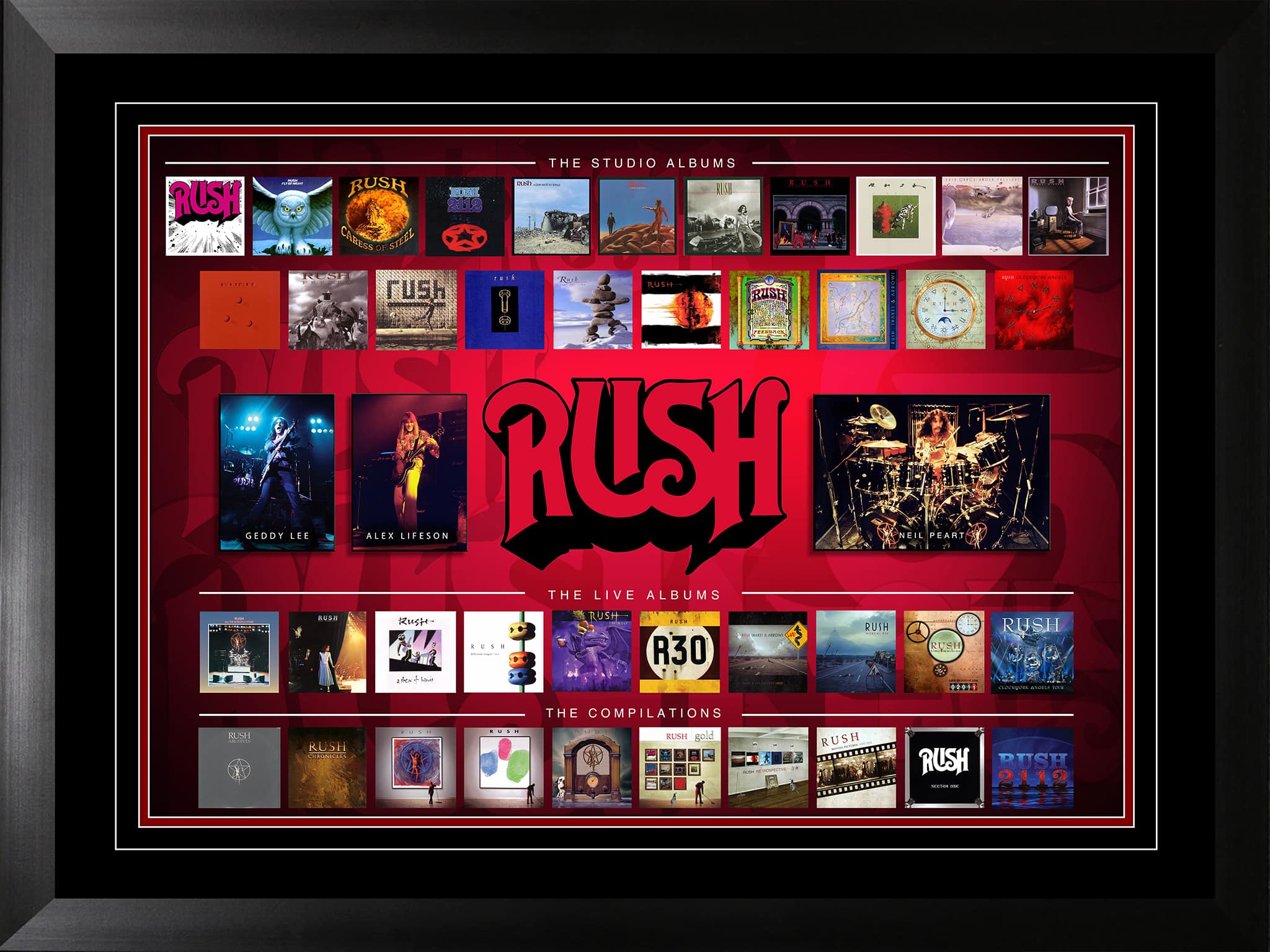 Rush Framed Album Collection Collage 26" x 20"