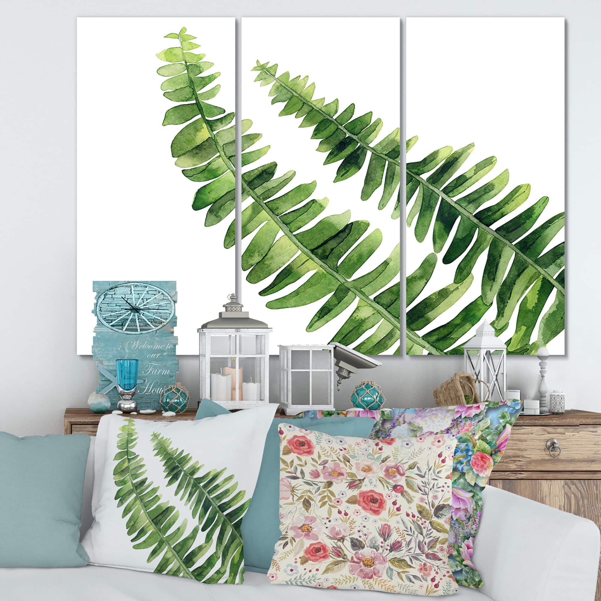 Designart - Fern Leaves Detail I - Farmhouse Canvas Wall Art Print