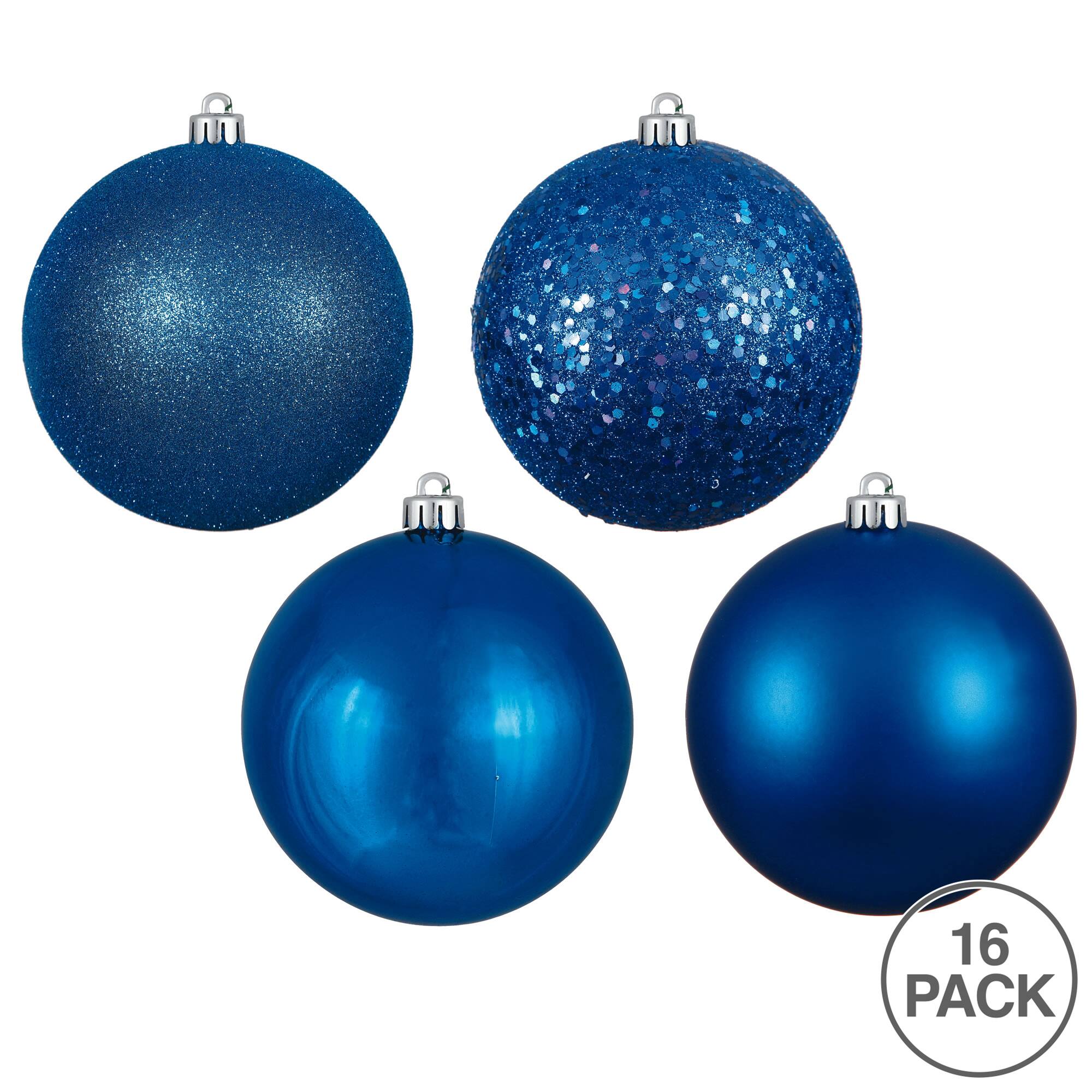 Vickerman 3" Blue 4-Finish Assortment Ball Ornaments Set