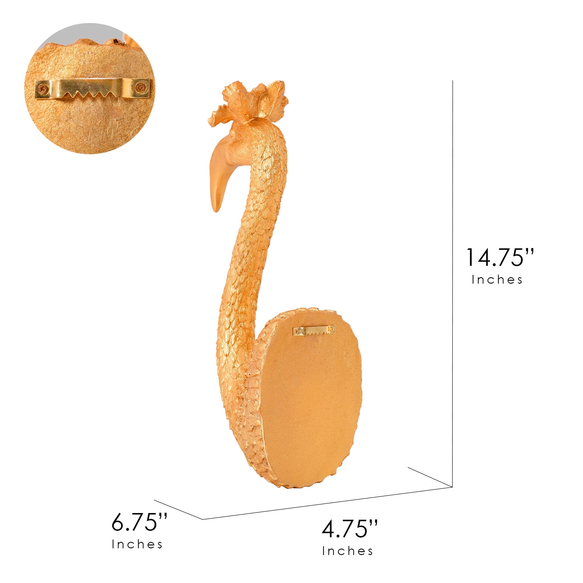 American Art Decor Tipsy Resin Gold Bird Head Wall Decor - 14.75" x 4.75" x 6.75"