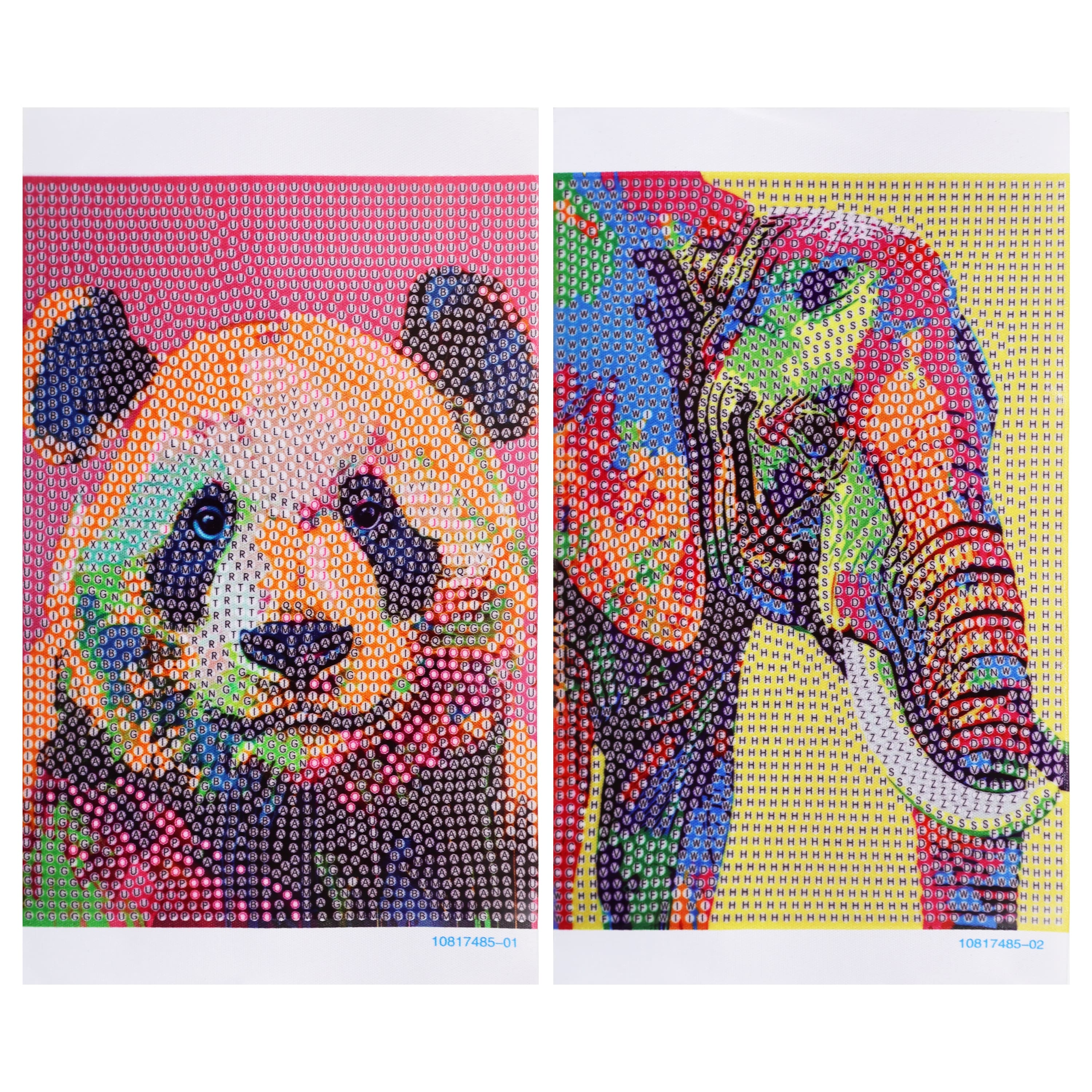 5" x 7" Elephant & Panda Diamond Art Kit with Wooden Frames by Make Market®