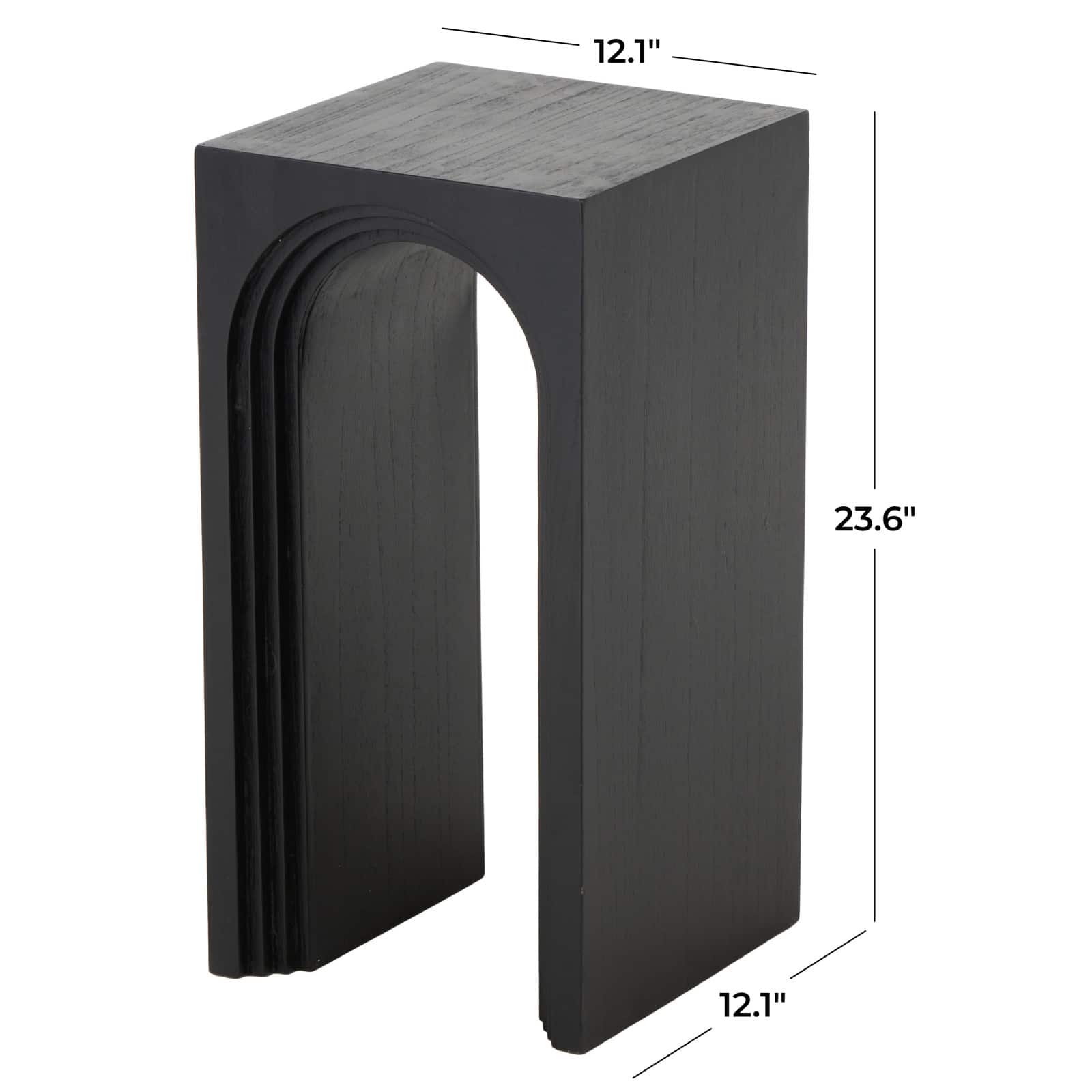 12" x 24" Black Wood Cutout Arch Side End Accent Table