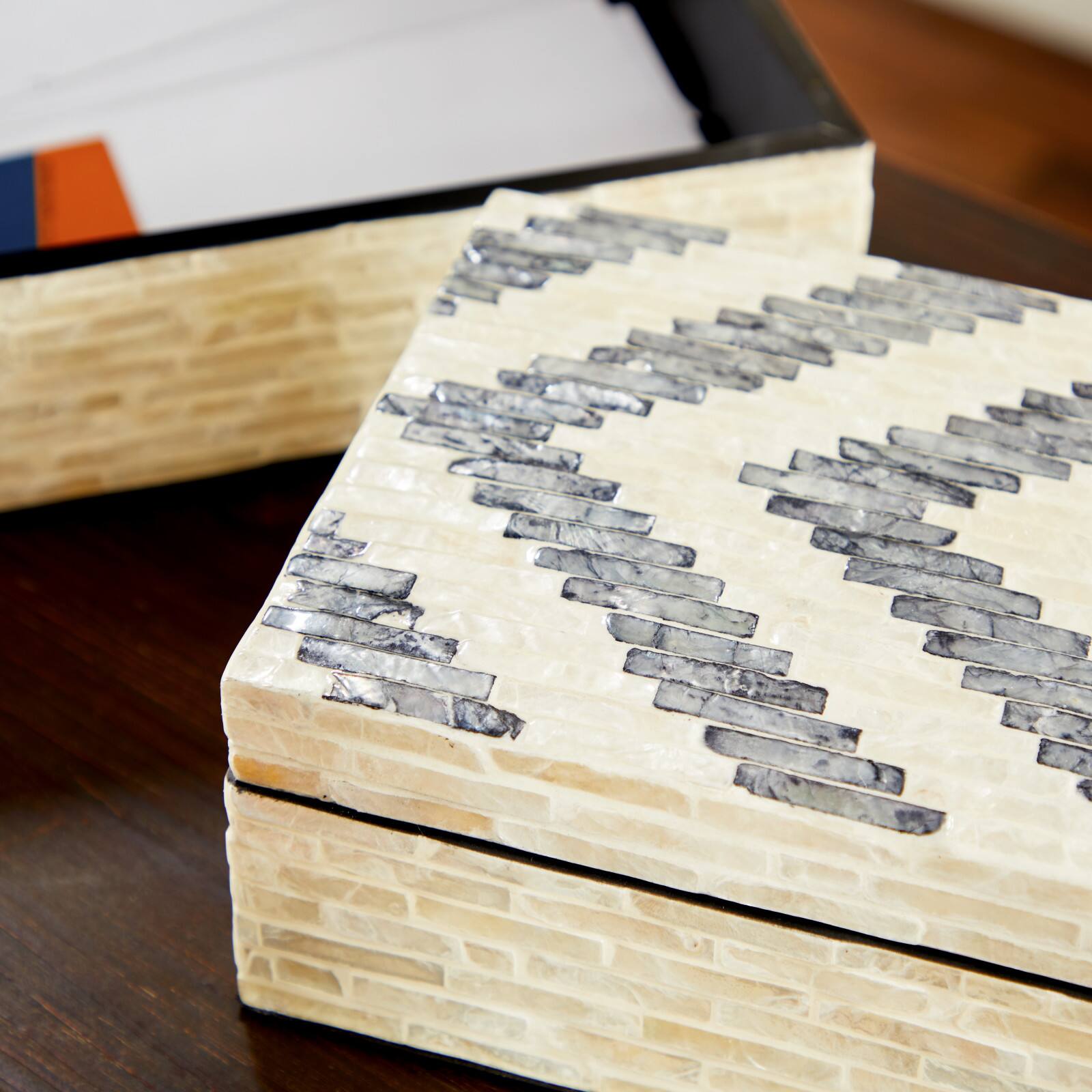 Cream Chevron Wood Modern Box Set