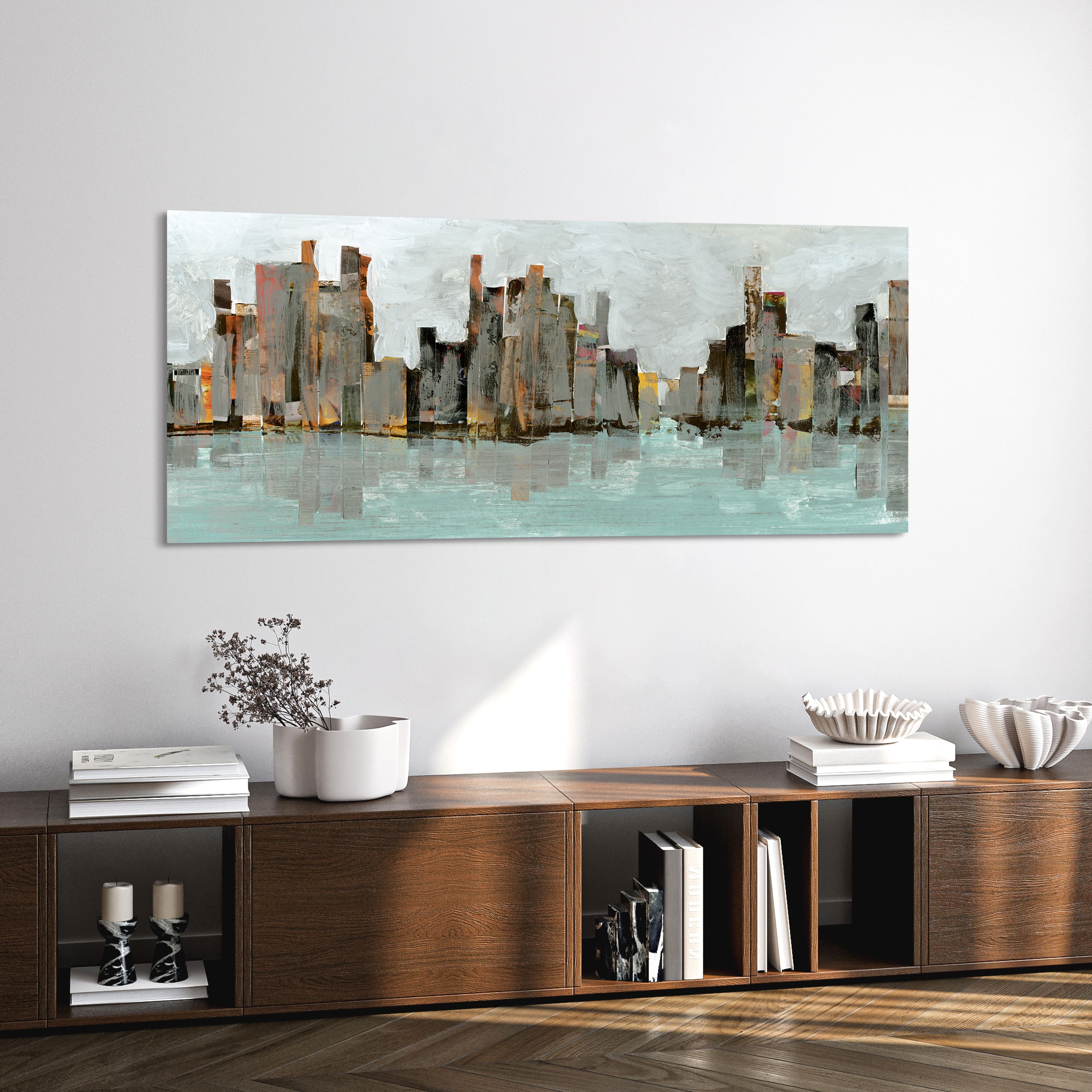 Empire Art Direct 63" x 24" City Abstract Chicago Skyline Frameless Printed Tempered Glass Wall Art