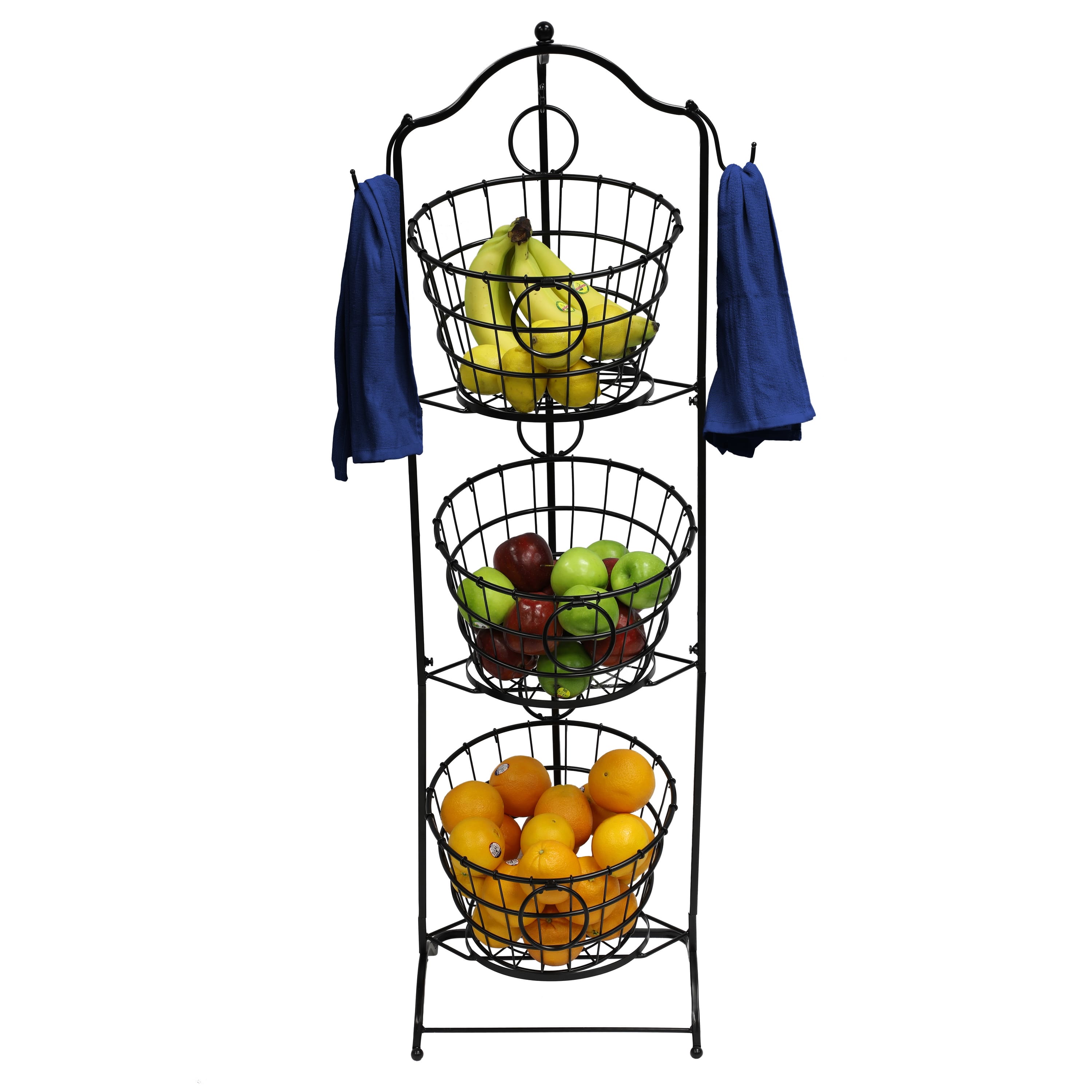 6 Pack: 4ft. Black Wire 3-Tier Basket with Removable Tilted Baskets