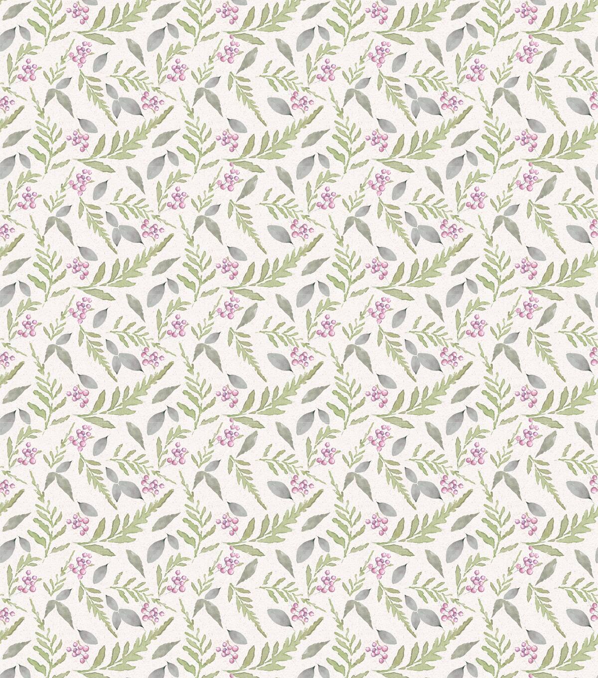 Suzanne Nicoll Peony Leaves & Berries Cotton Fabric