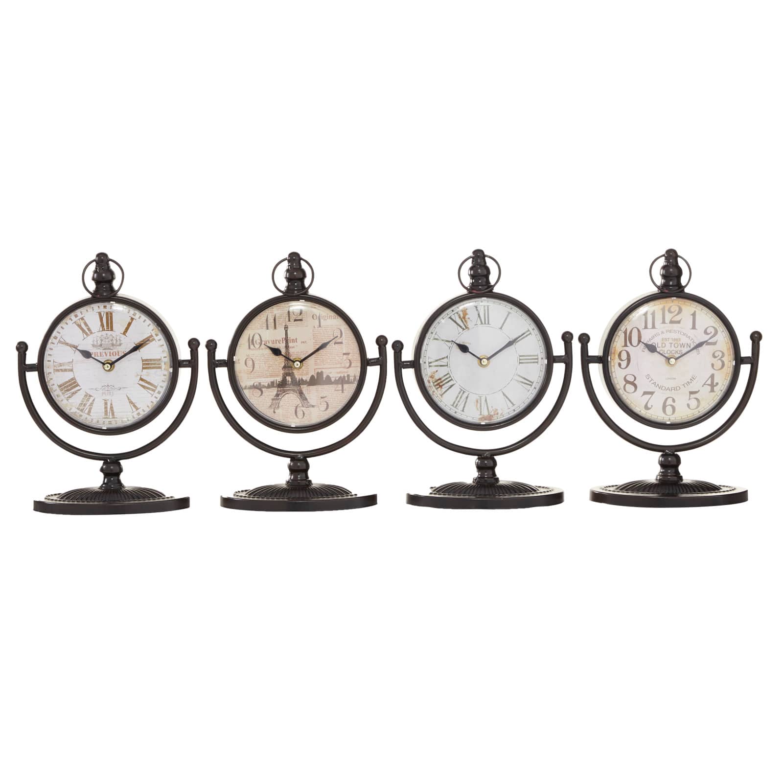 12" Black Metal Vintage Clock Set