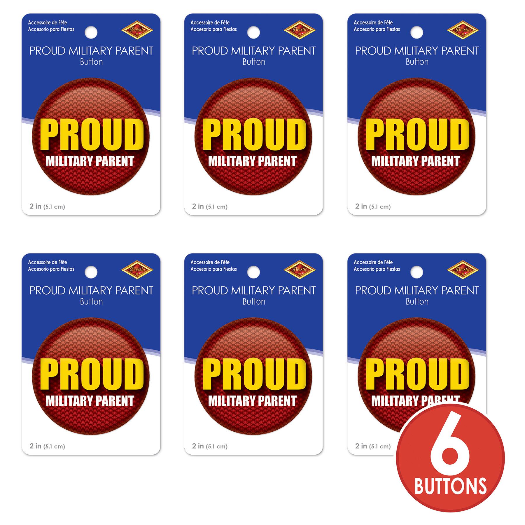 Beistle 2" Red & Yellow Proud Military Parent Buttons, 6ct.