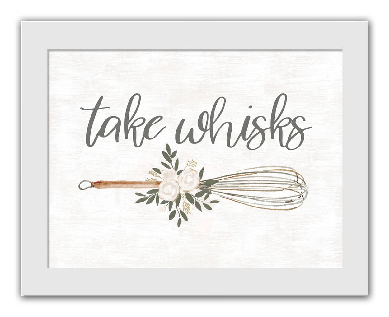 Take Whisks 12" x 16" White Framed Print Under Plexiglass