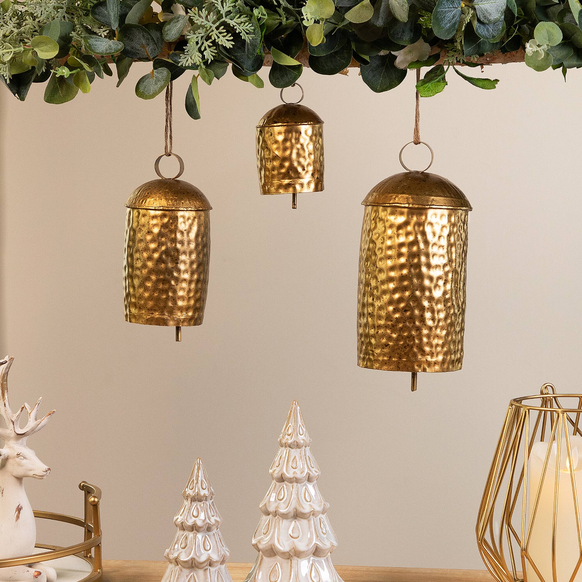 Hammered Iron Dome Bells Christmas Decorations Set