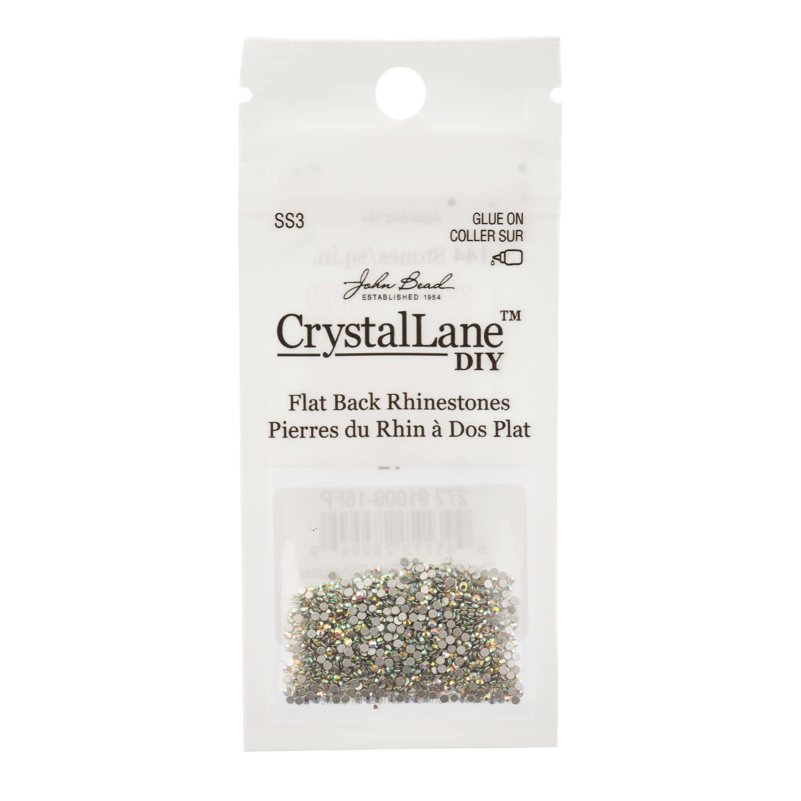 Crystal Lane DIY SS3 Round Glass Flatback Rhinestones, 1,440ct.