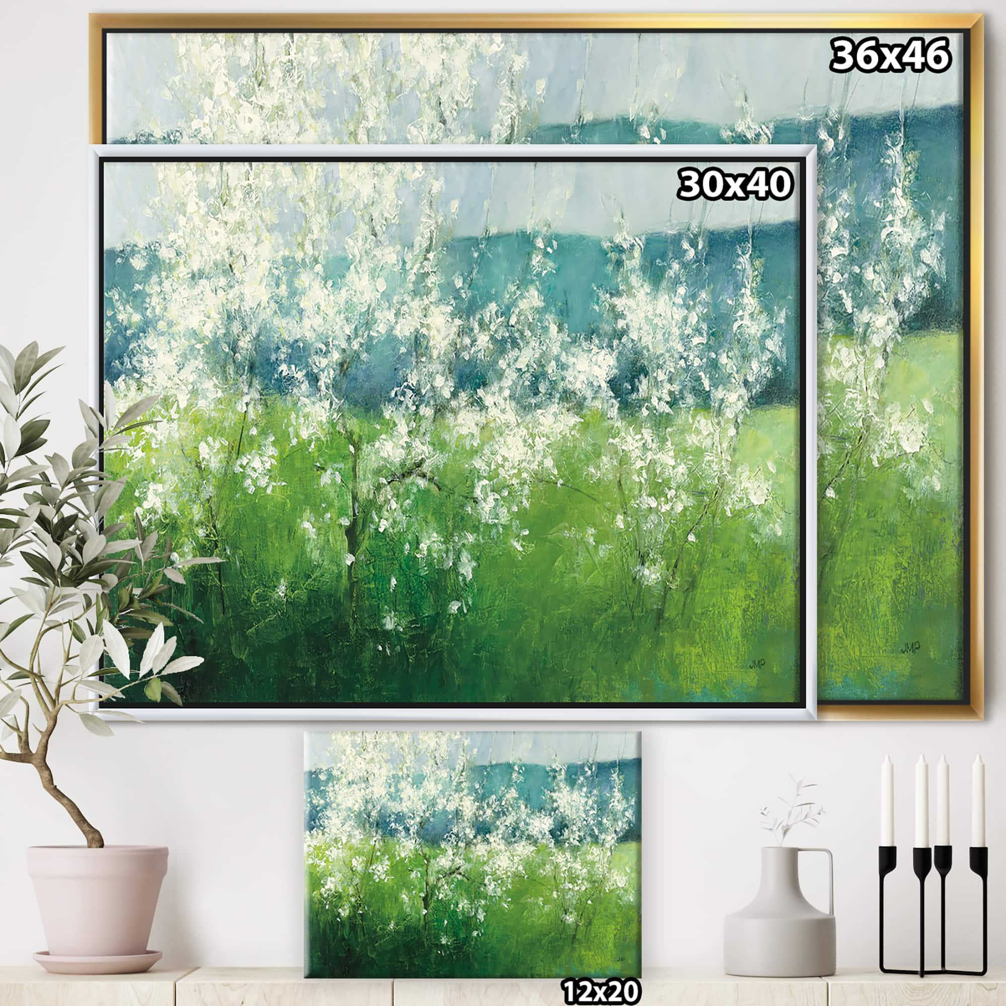 Designart - Green Mountain Spring - Cottage Canvas in Gold Frame