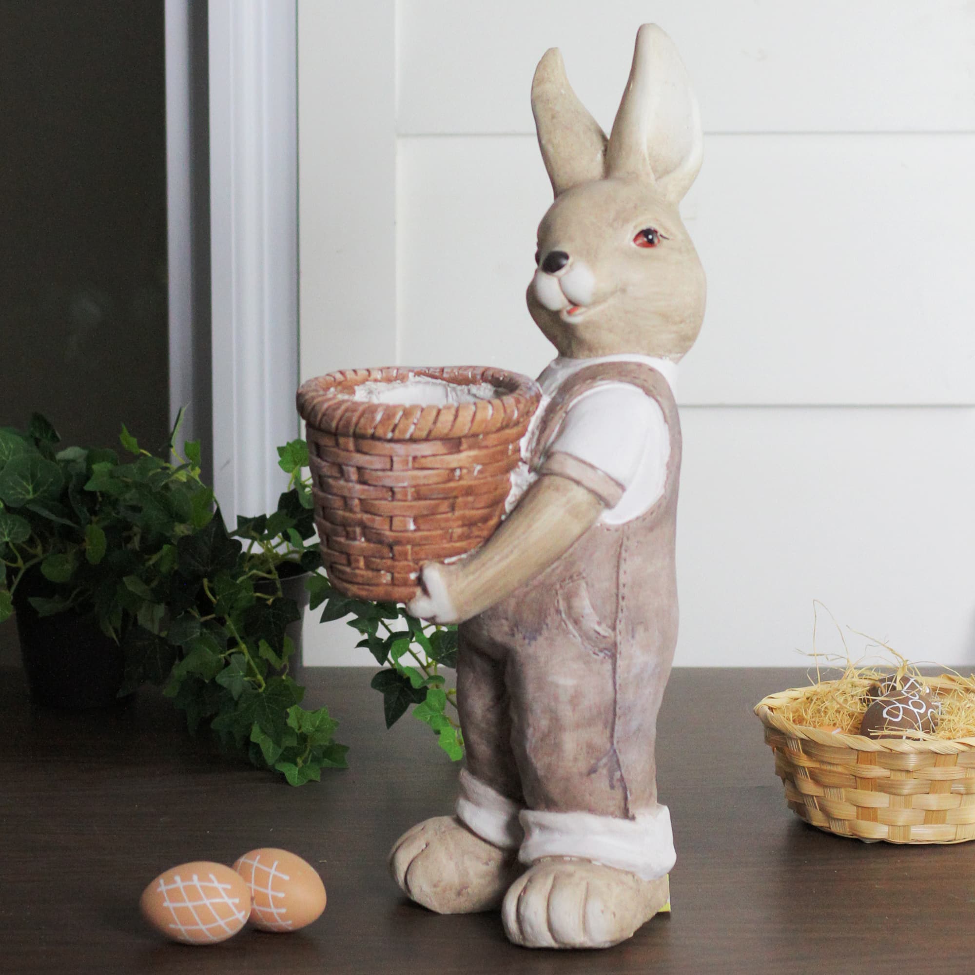 1.5ft. Neutral Tones Easter Boy Rabbit Indoor & Outdoor Garden Planter