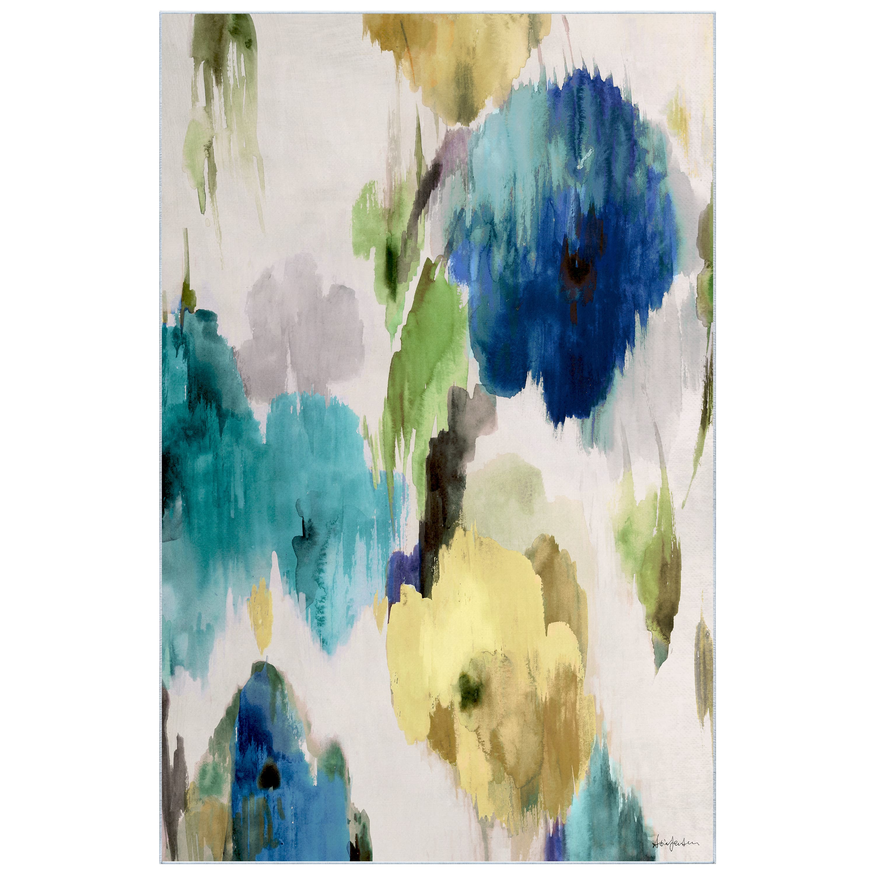 Empire Art Direct 5ft. x 7.5ft. Abstract Flower I Washable Area Rug