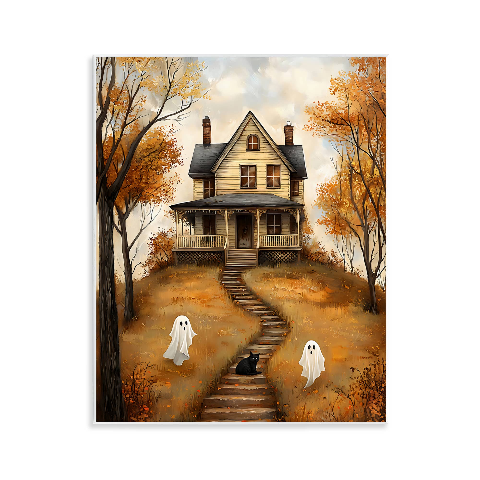 Michaels, Stupell Industries 11" x 14" Cozy Halloween House Wall Plaque Art – Category: Halloween Wall Decor