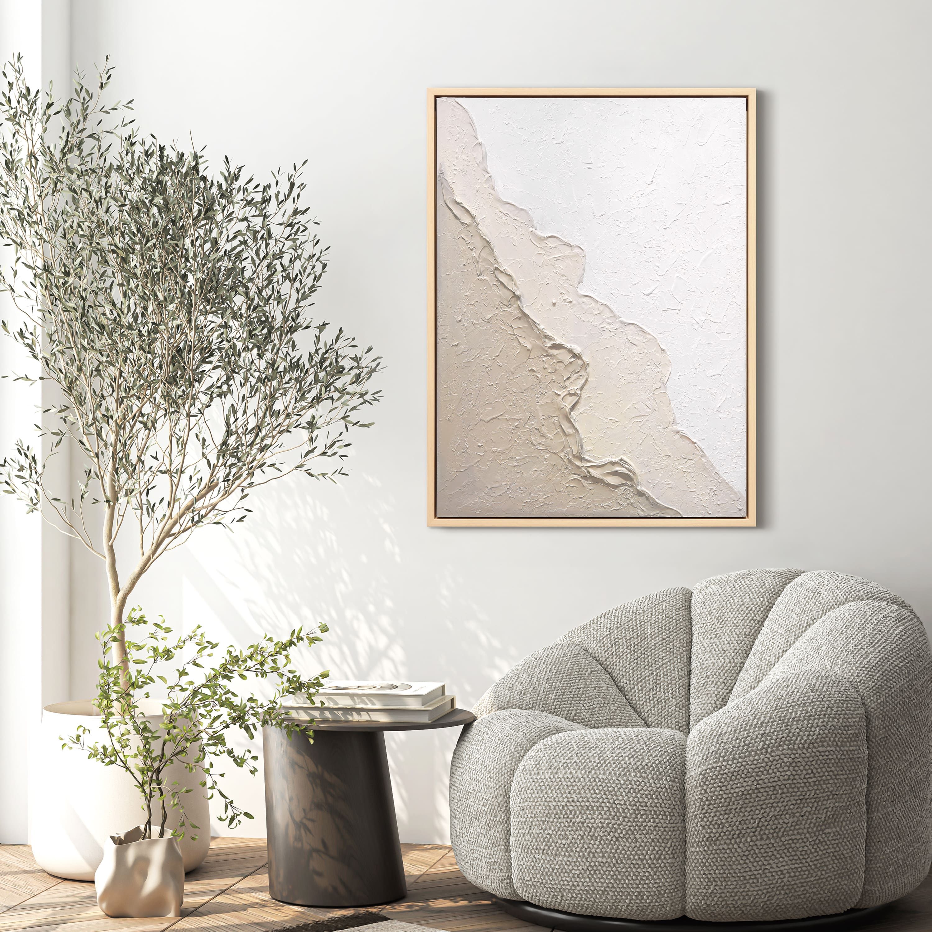 Empire Art Direct 30" x 40" Natural Flow Heavily Textured Hand Painted Framed Canvas Wall Art
