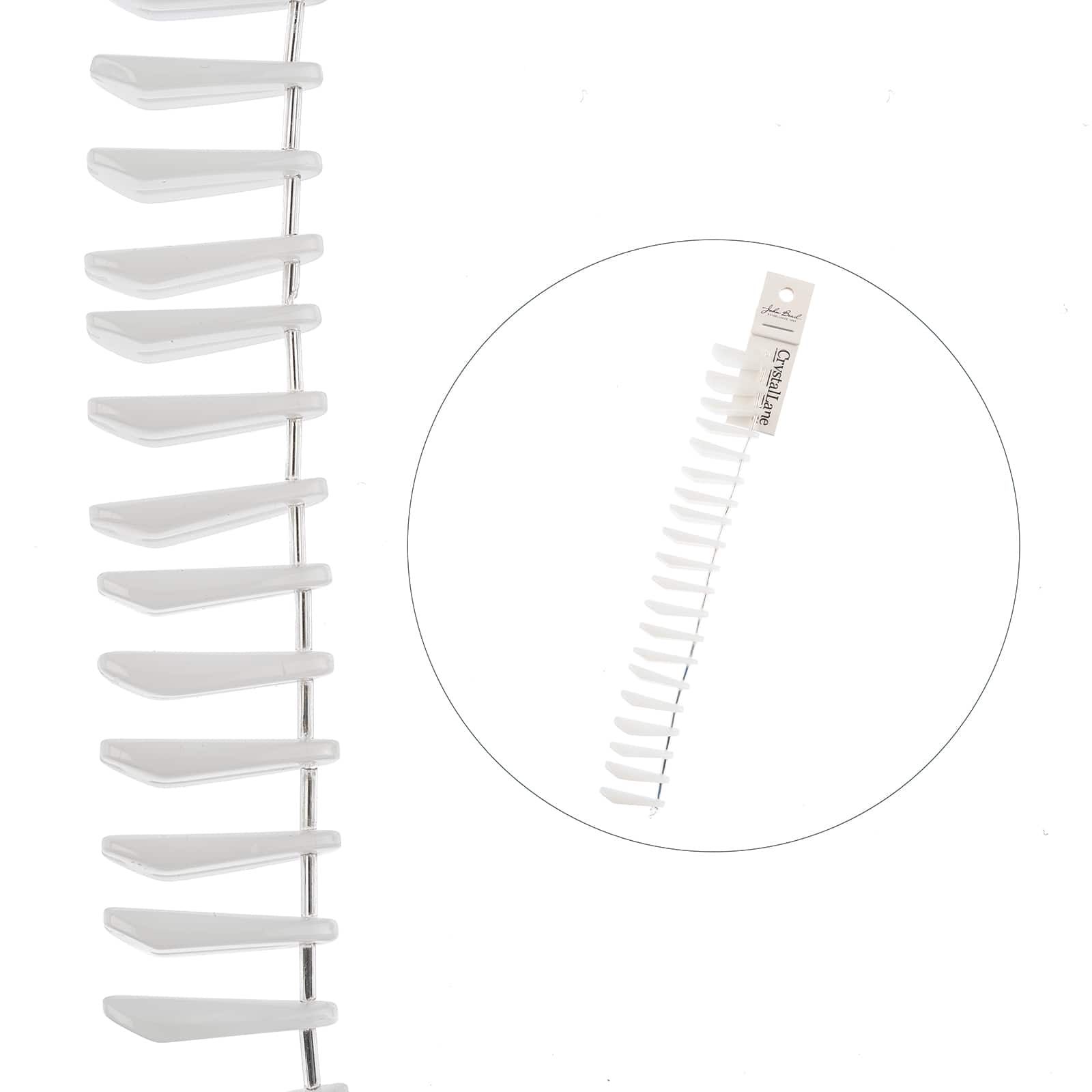 Crystal Lane DIY 7" White Long Leaf Opaque Glass Bead Strand