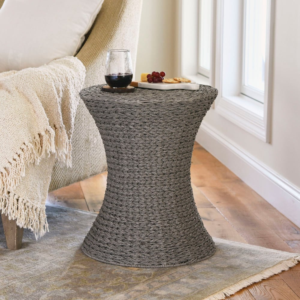 Household Essentials 21" Woven Paper Rope Hourglass End Table