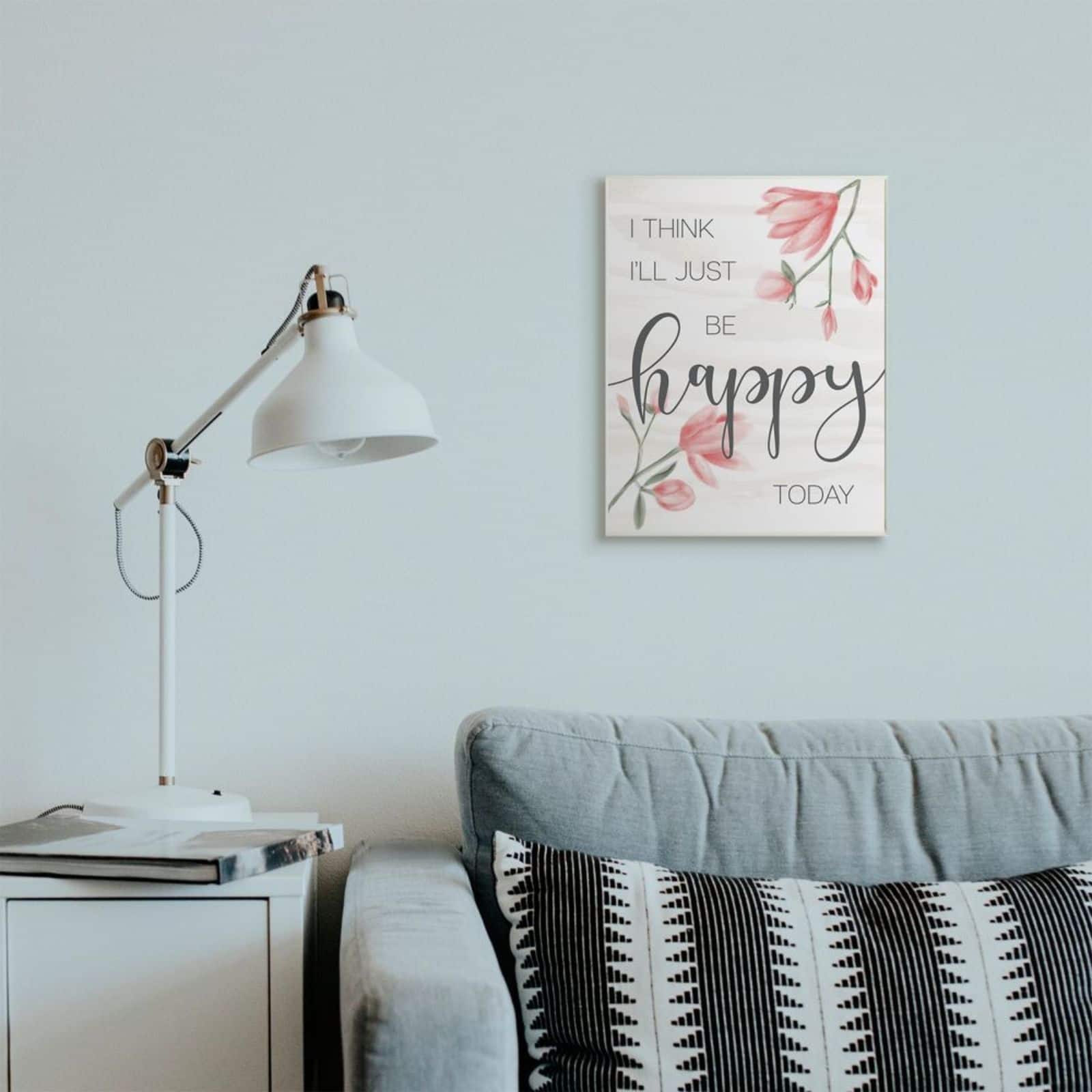 Stupell Industries Floral Just Be Happy Wall Plaque