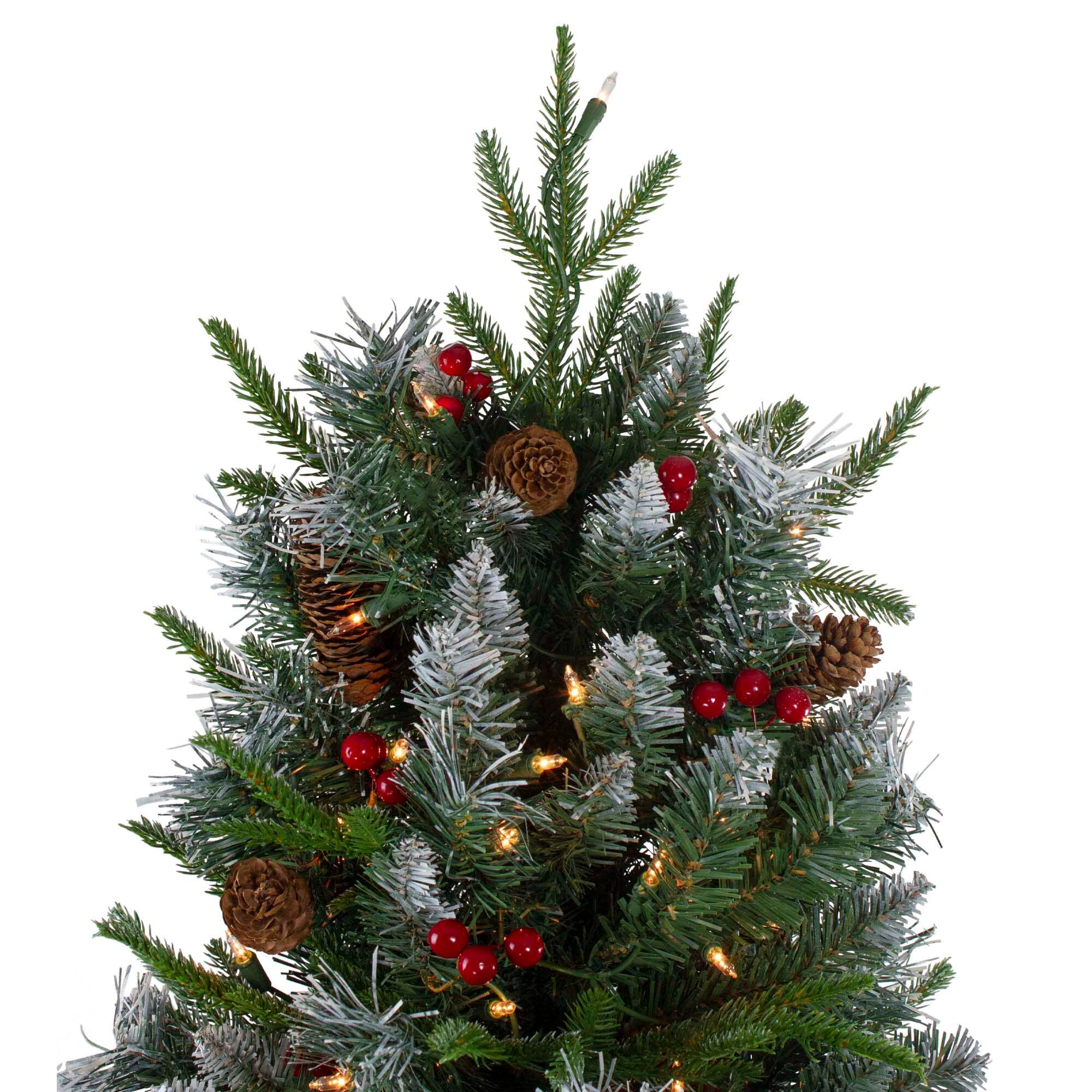 7ft. Pre-Lit Frosted Mixed Berry Pine Artificial Christmas Tree, Clear Lights