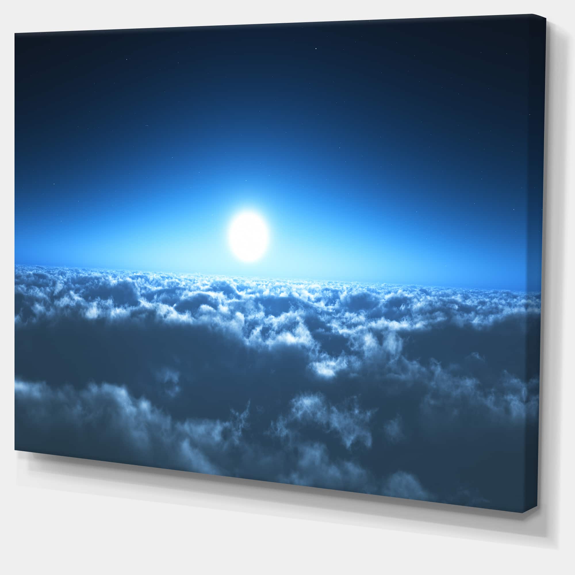 Designart - Night Flight above Clouds - Extra Large Wall Art Landscape