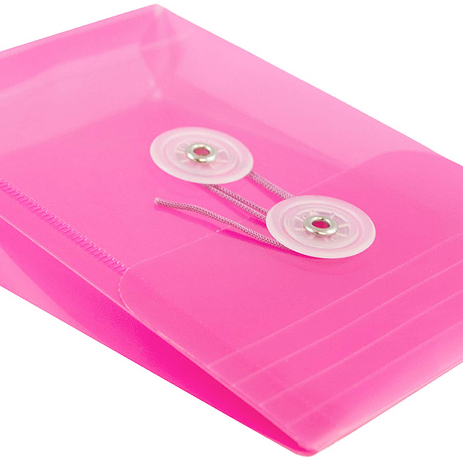JAM Paper 4.25" x 6.25" Open End Plastic Envelopes with Button and String Closure, 24ct.