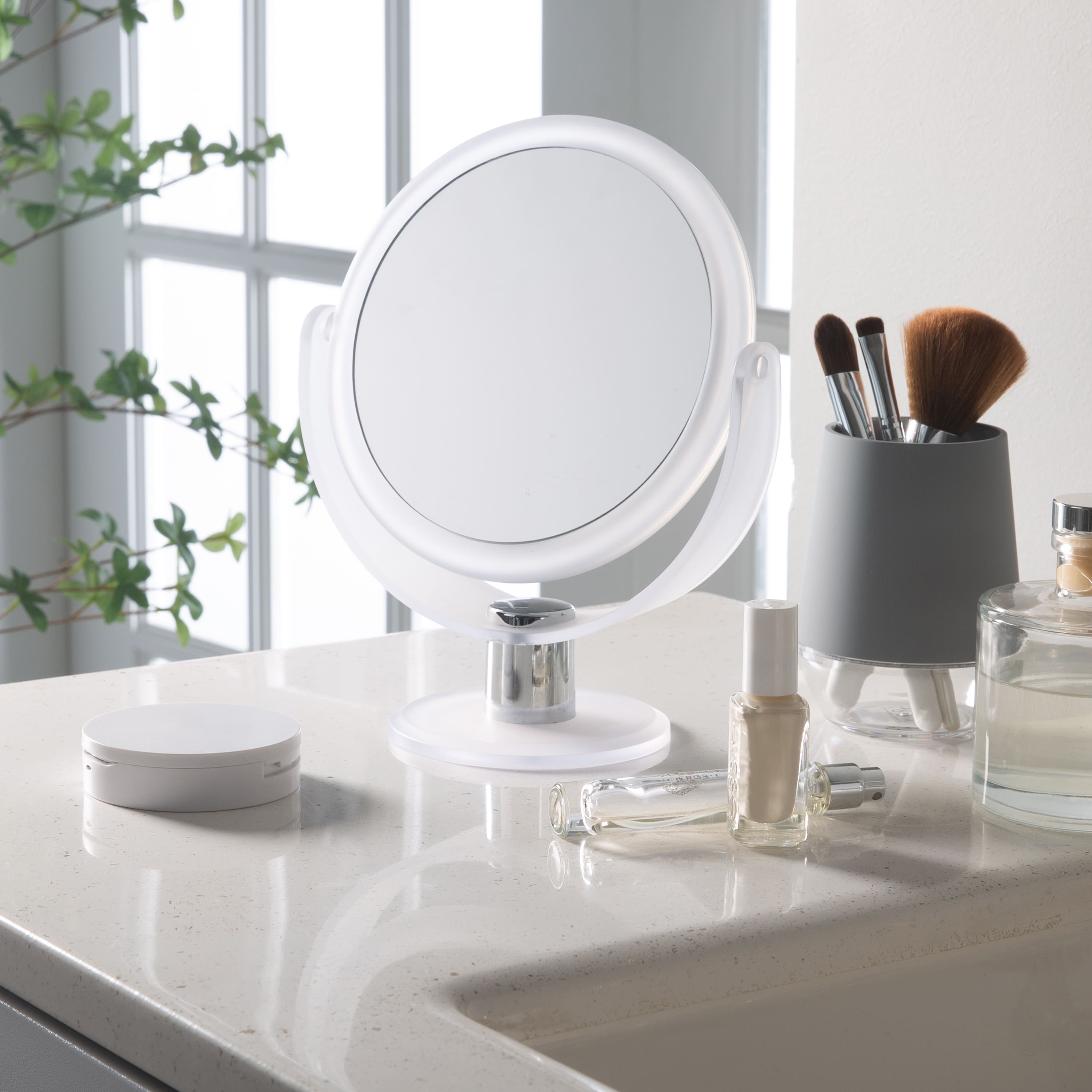 Home Details 7" Black Dual Sided 10X Magnification Rubberized Vanity Mirror