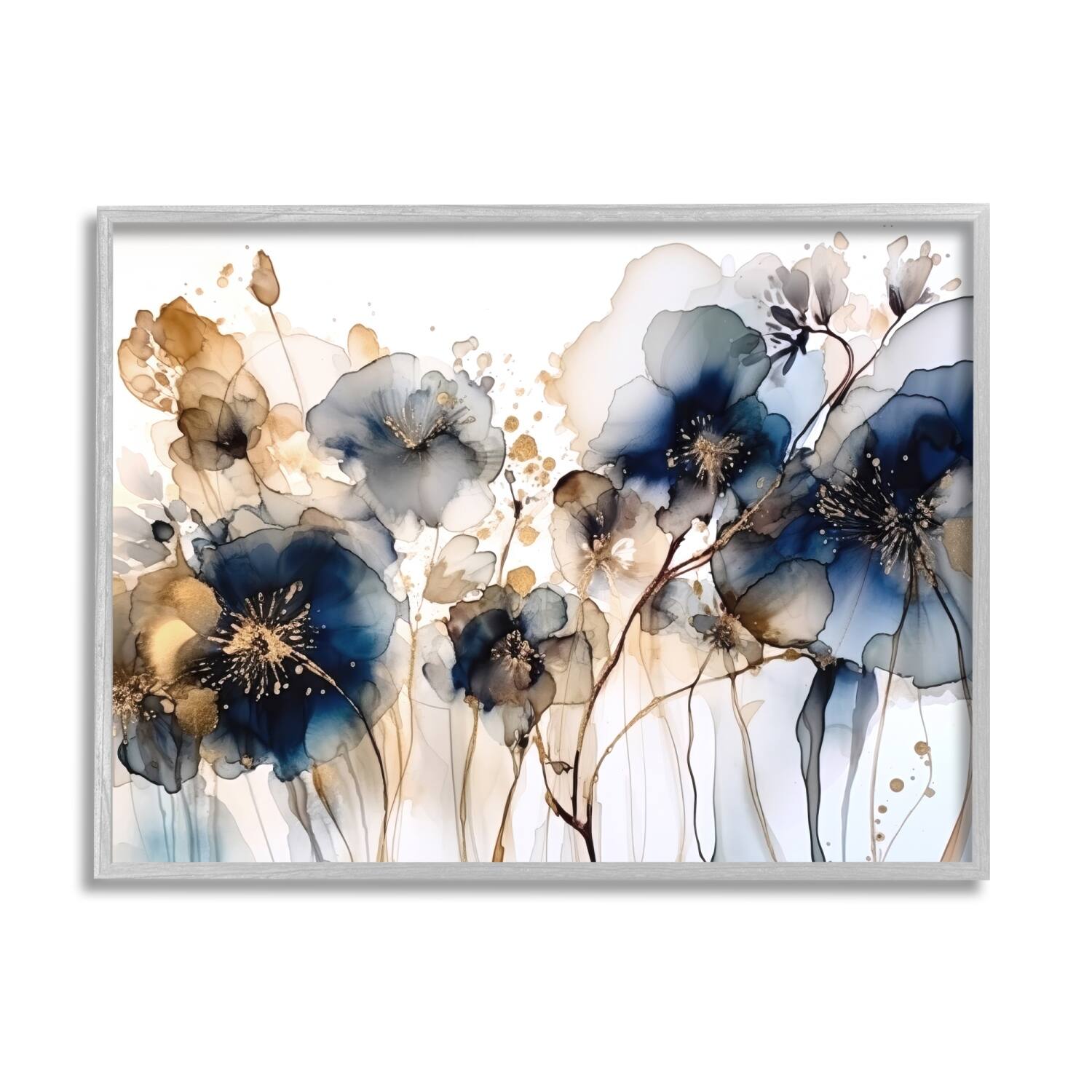 Stupell Industries Navy & Gold Abstraction Framed Giclee Art
