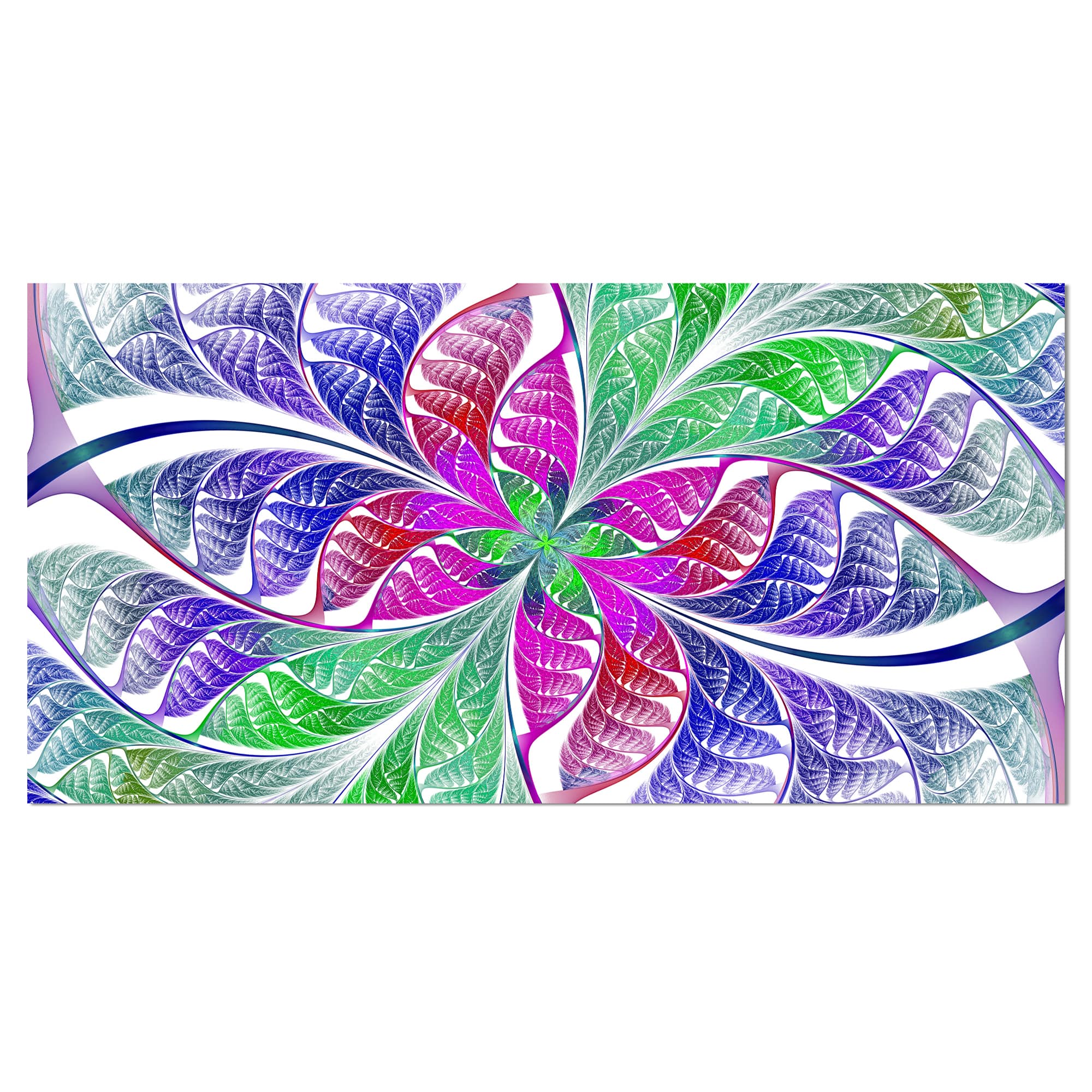 Designart - Flower like Fractal Stained Glass - Oversized Abstract Canvas Art Print