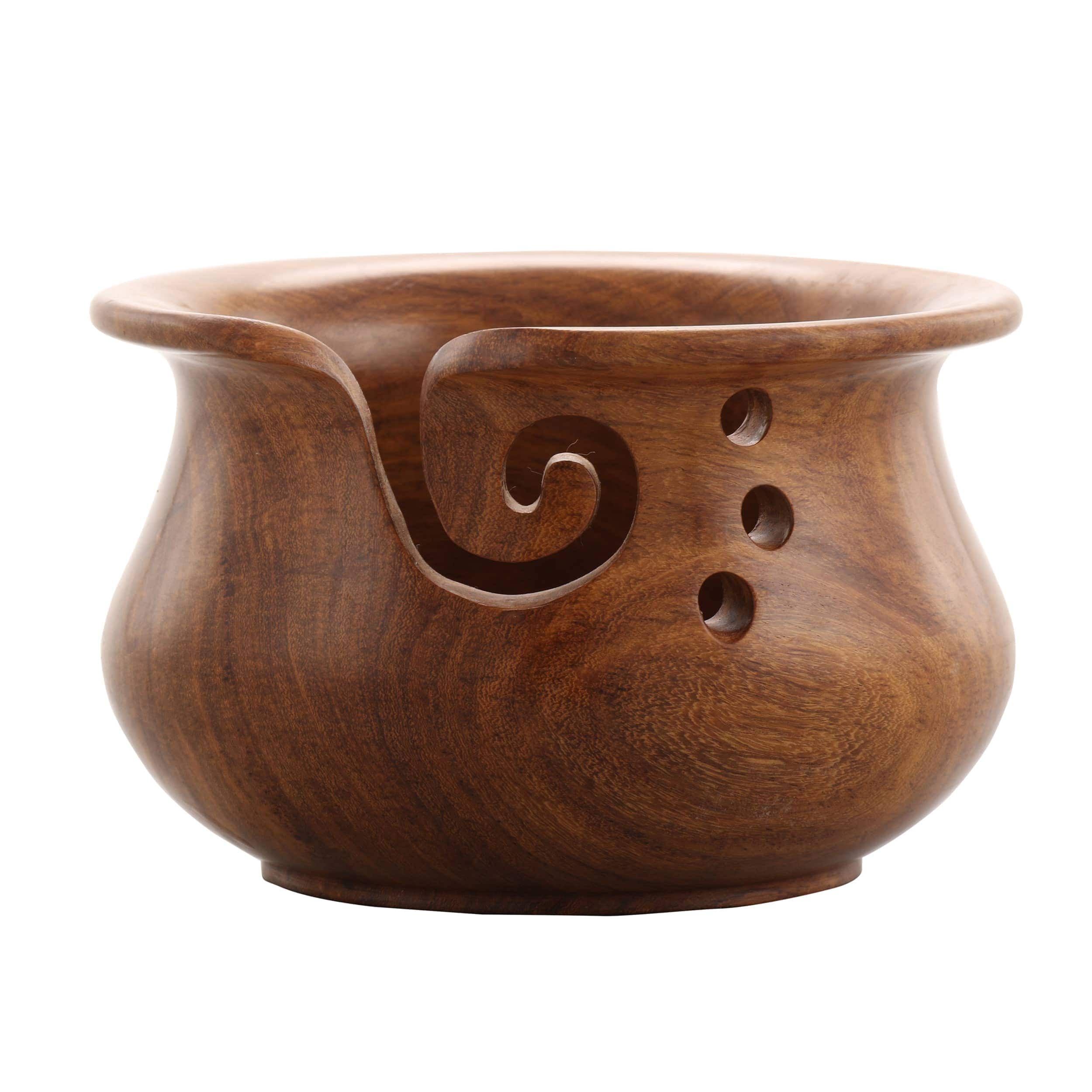 Curvy Sheesham Yarn Bowl By Loops & Threads™