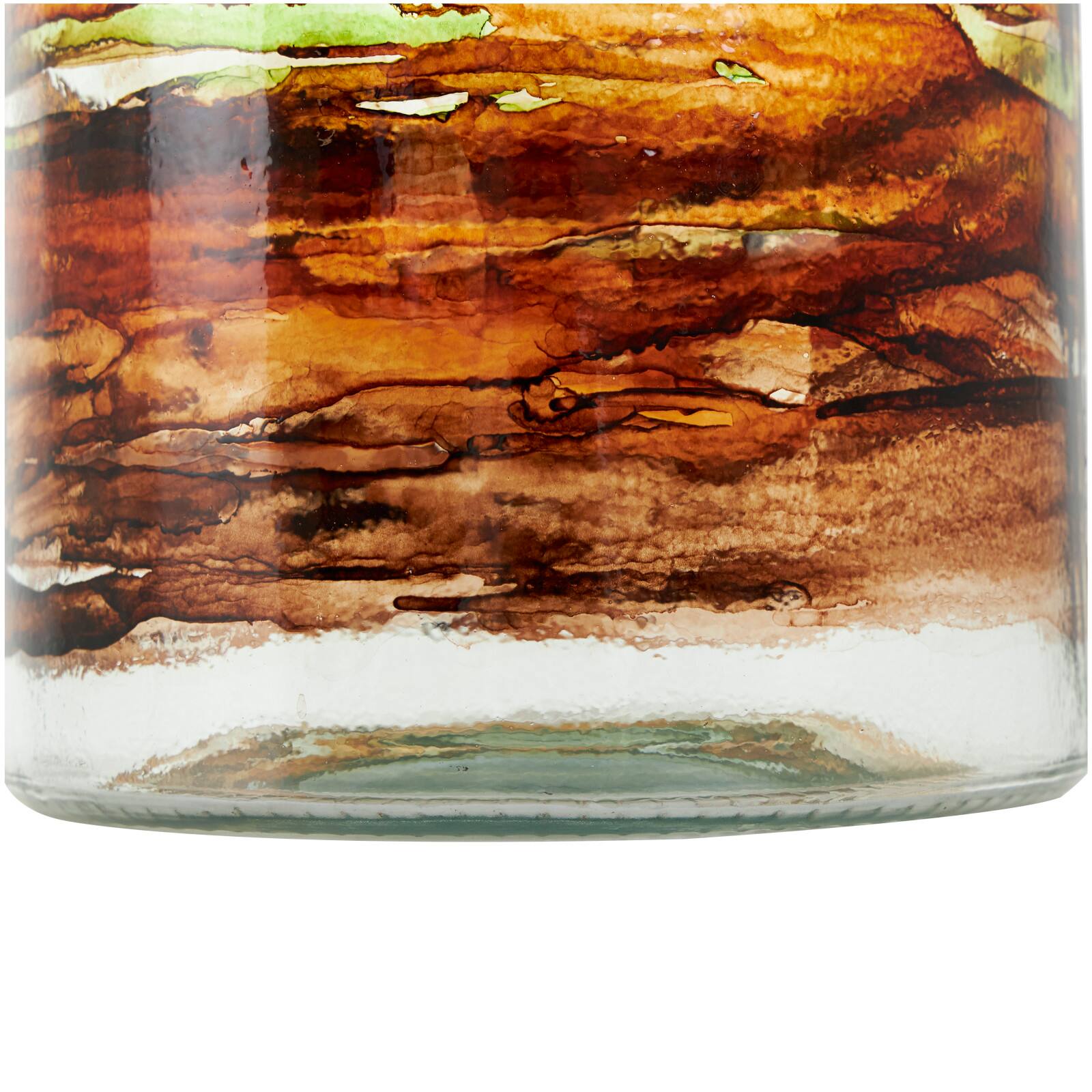 10" Clear & Brown Swirl Abstract Spanish Bottle Recycled Glass Vase