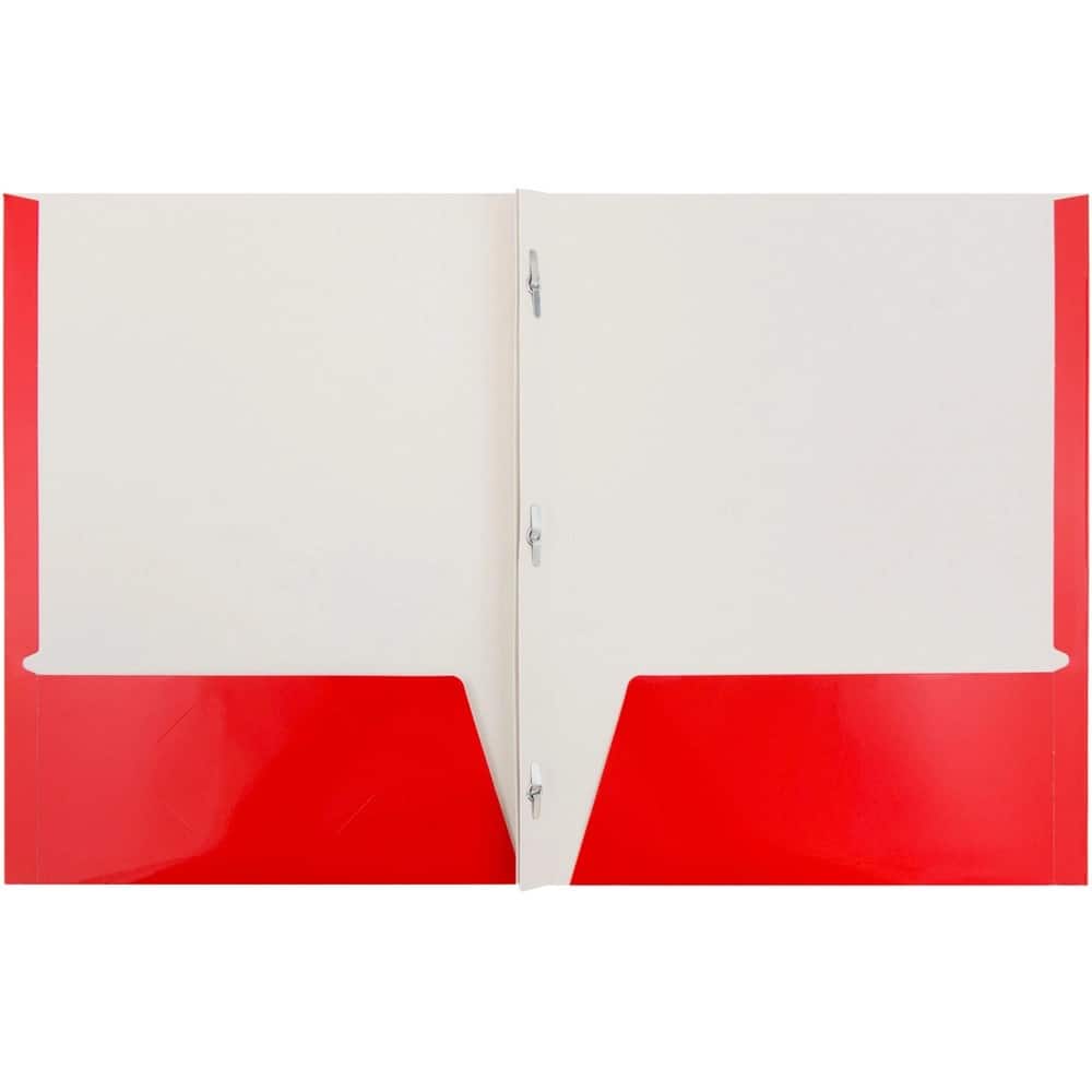 JAM Paper Primary Glossy Laminated Two Pocket Folders With Clasps, 6ct.