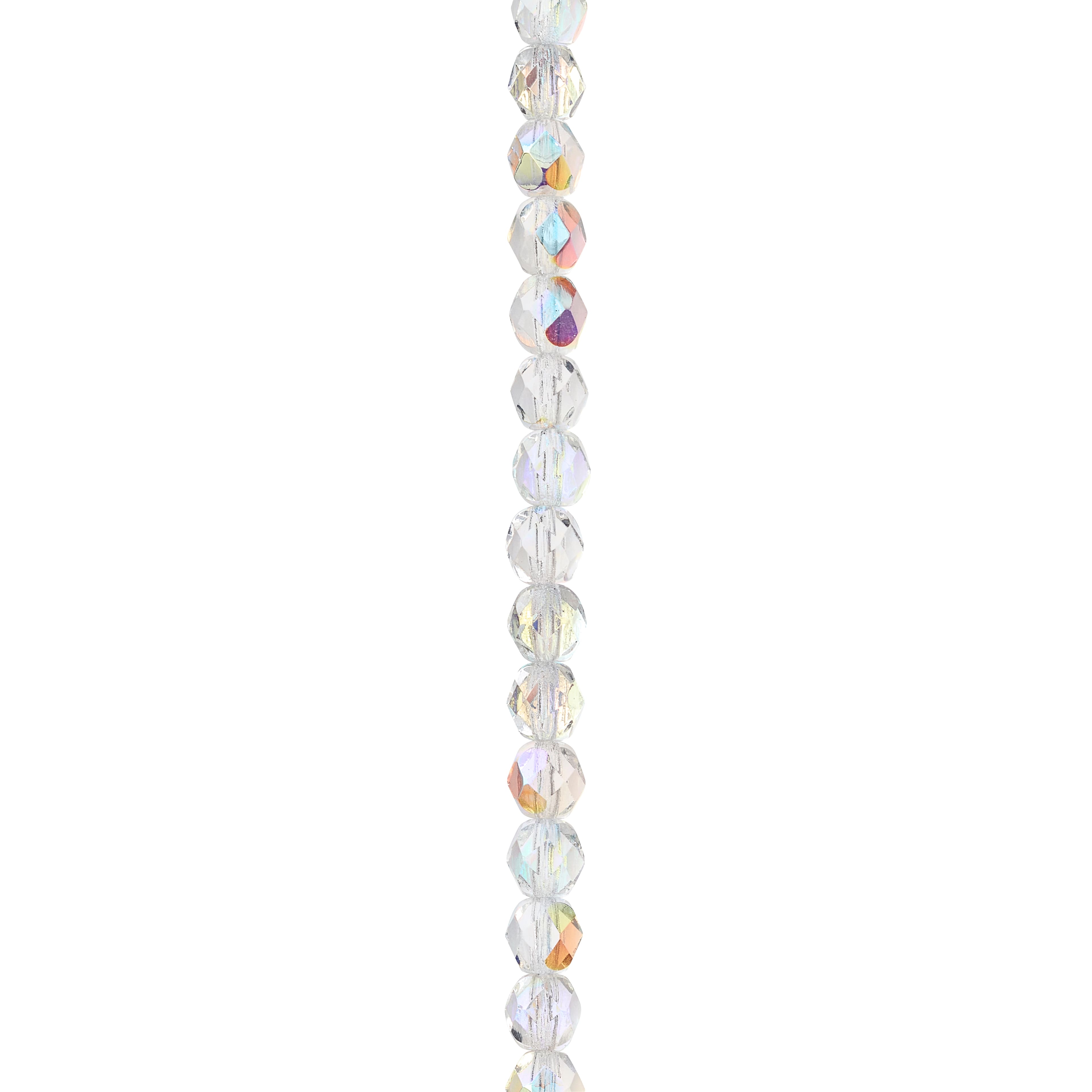 9 Pack:  Aurora Borealis Czech Crystal Glass Faceted Round Beads, 6mm by Bead Landing™